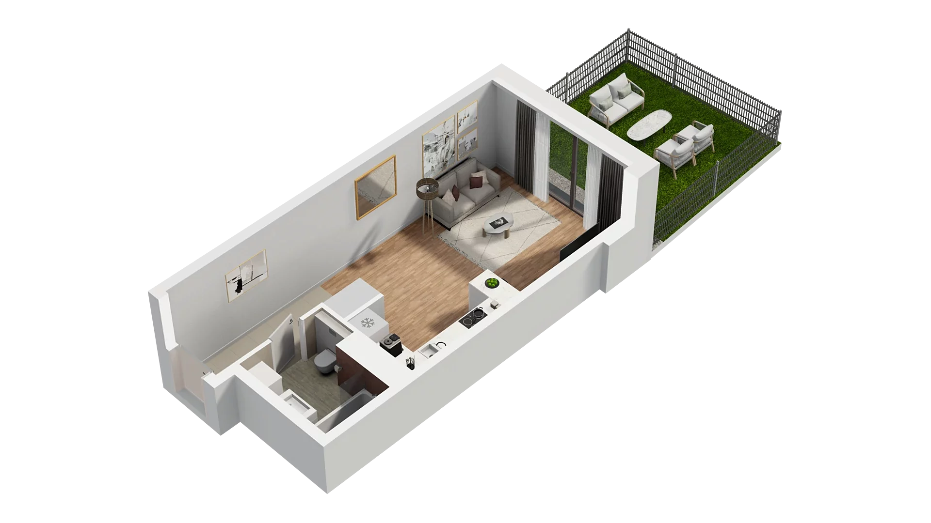 1 pokój, mieszkanie 33,32 m², parter, oferta nr A3.0.56, Zakole Wisły, Kraków, Podgórze, ul. Na Zakolu Wisły