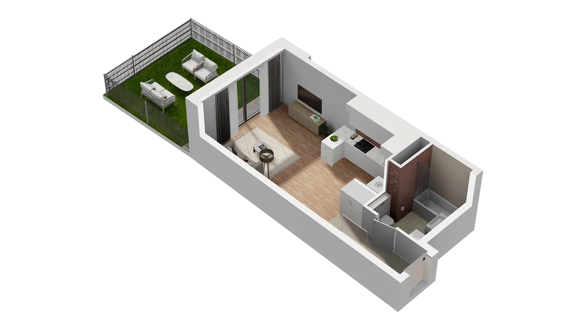 1 pokój, mieszkanie 33,32 m², parter, oferta nr A3.0.56, Zakole Wisły, Kraków, Podgórze, ul. Na Zakolu Wisły