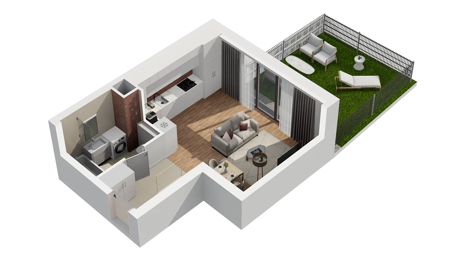 1 pokój, mieszkanie 31,07 m², parter, oferta nr A3.0.59, Zakole Wisły, Kraków, Podgórze, ul. Na Zakolu Wisły