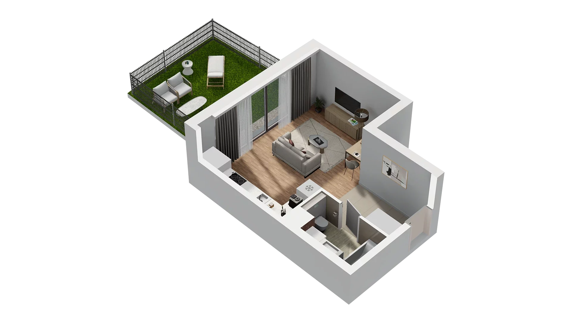 1 pokój, mieszkanie 31,07 m², parter, oferta nr A3.0.59, Zakole Wisły, Kraków, Podgórze, ul. Na Zakolu Wisły