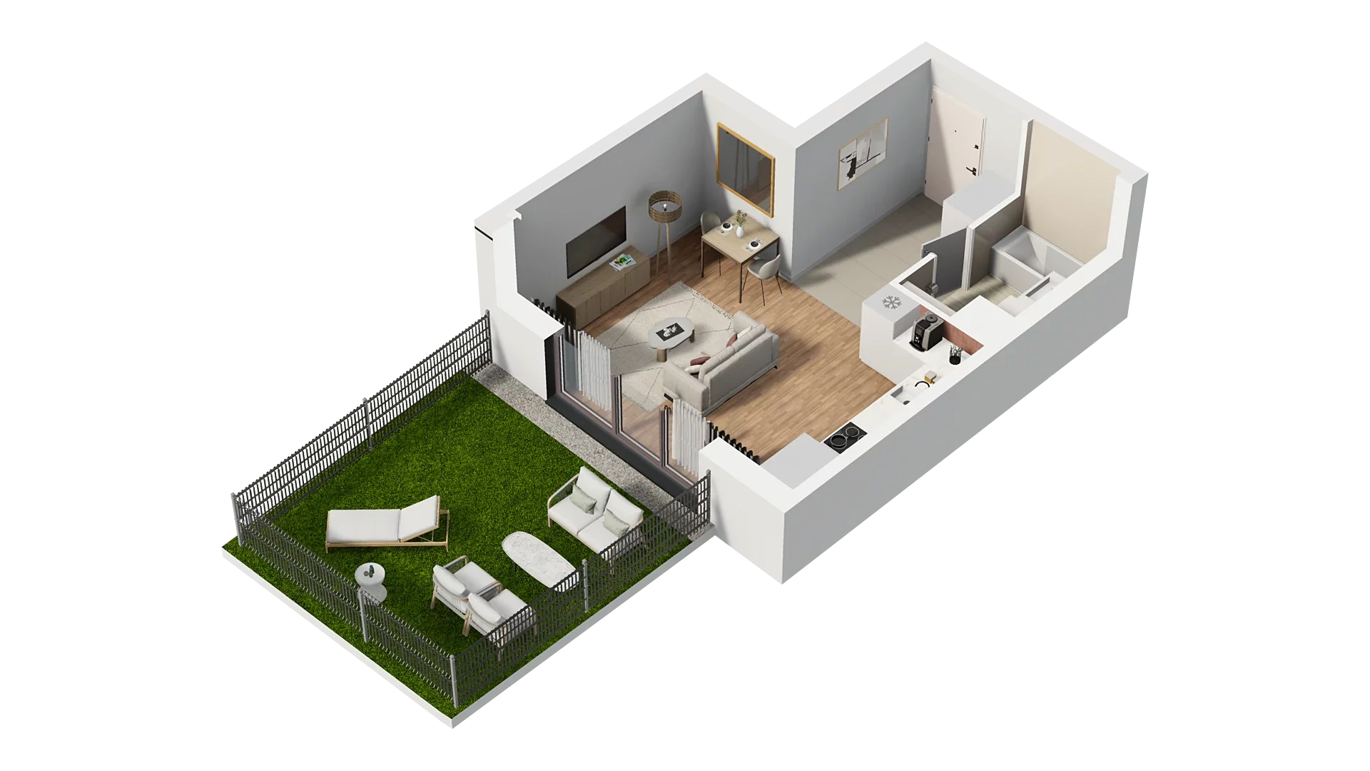 1 pokój, mieszkanie 31,07 m², parter, oferta nr A3.0.59, Zakole Wisły, Kraków, Podgórze, ul. Na Zakolu Wisły