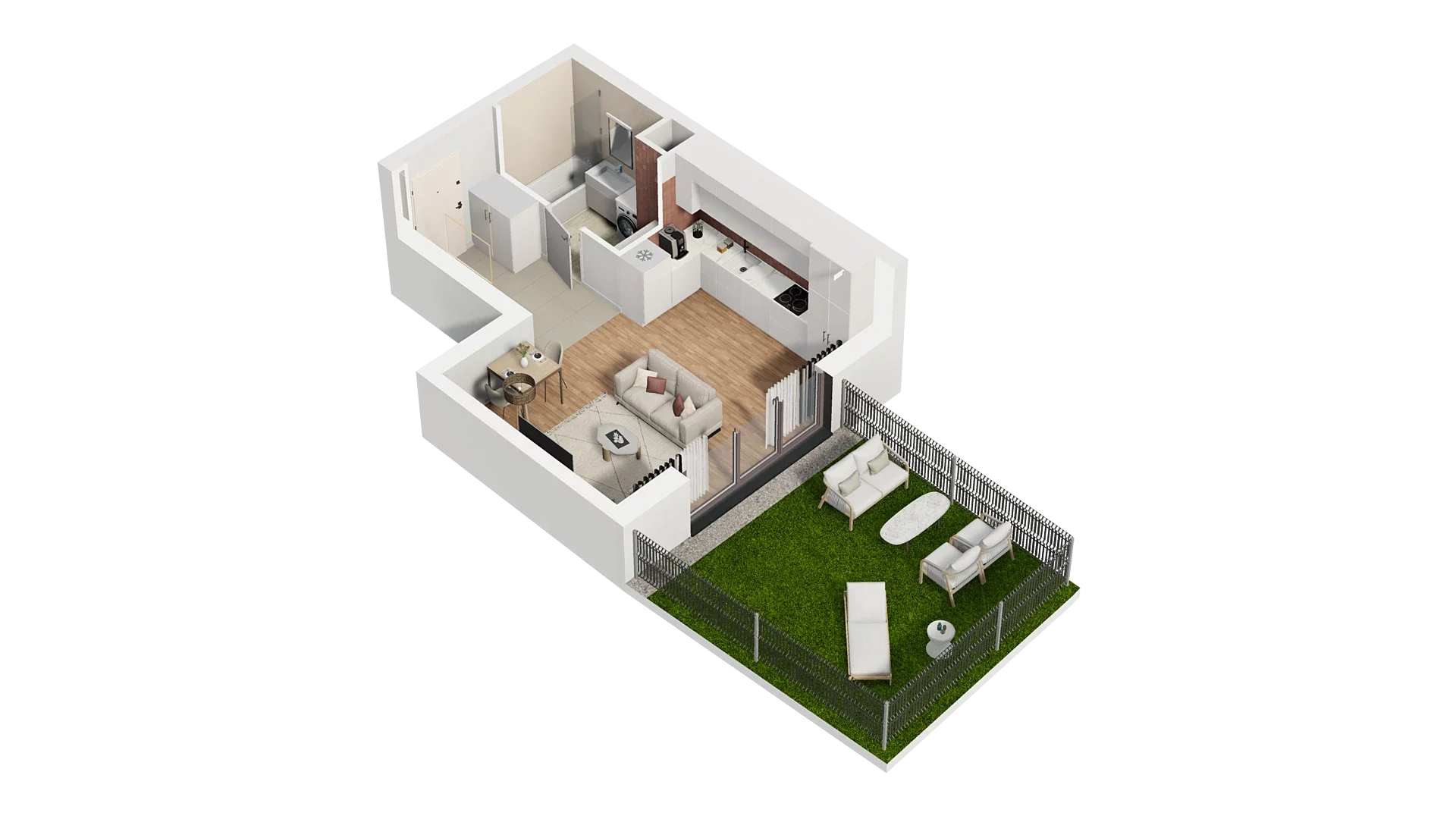 1 pokój, mieszkanie 31,07 m², parter, oferta nr A3.0.59, Zakole Wisły, Kraków, Podgórze, ul. Na Zakolu Wisły