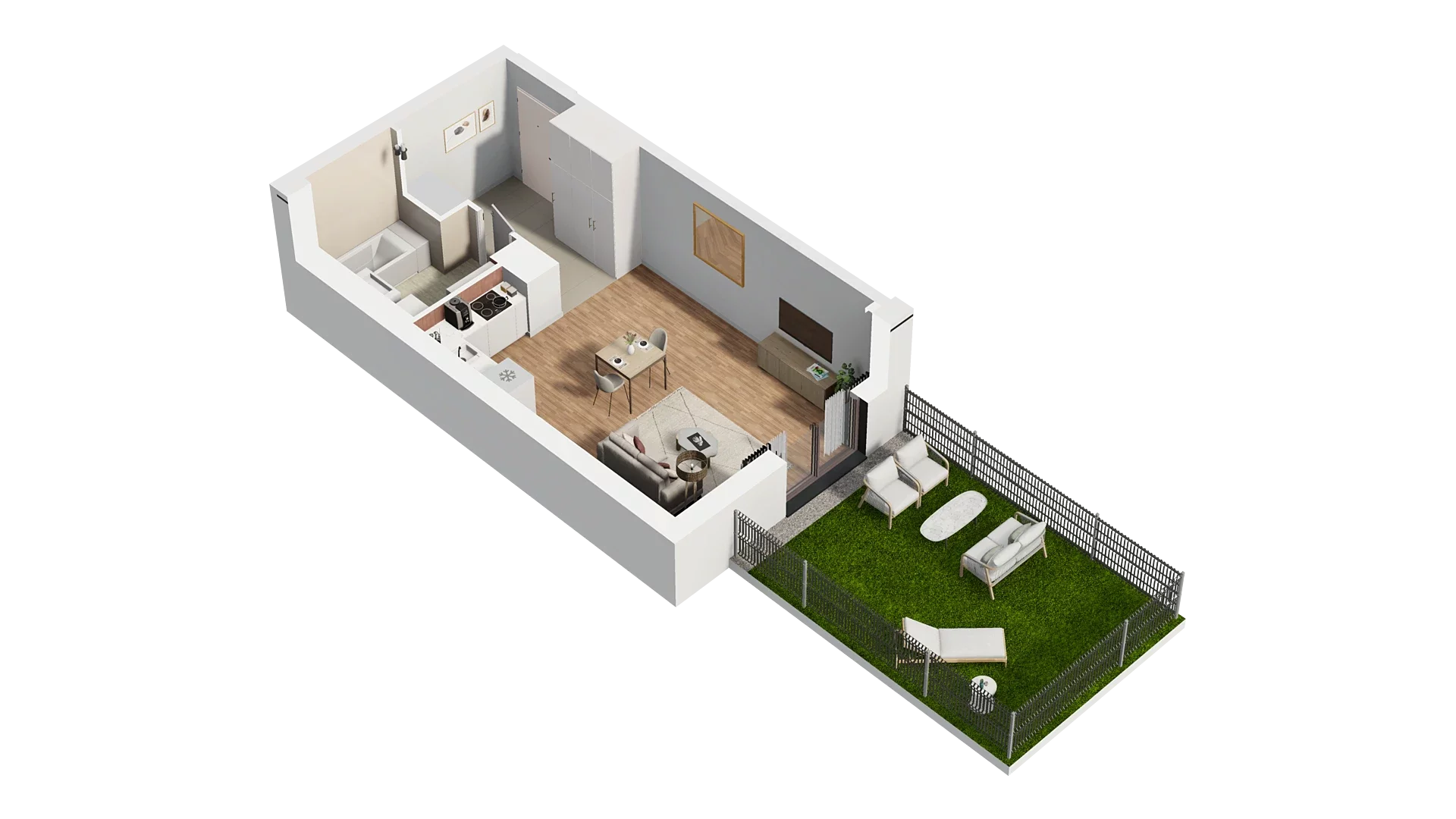 1 pokój, mieszkanie 37,72 m², parter, oferta nr A4.0.01, Zakole Wisły, Kraków, Podgórze, ul. Na Zakolu Wisły