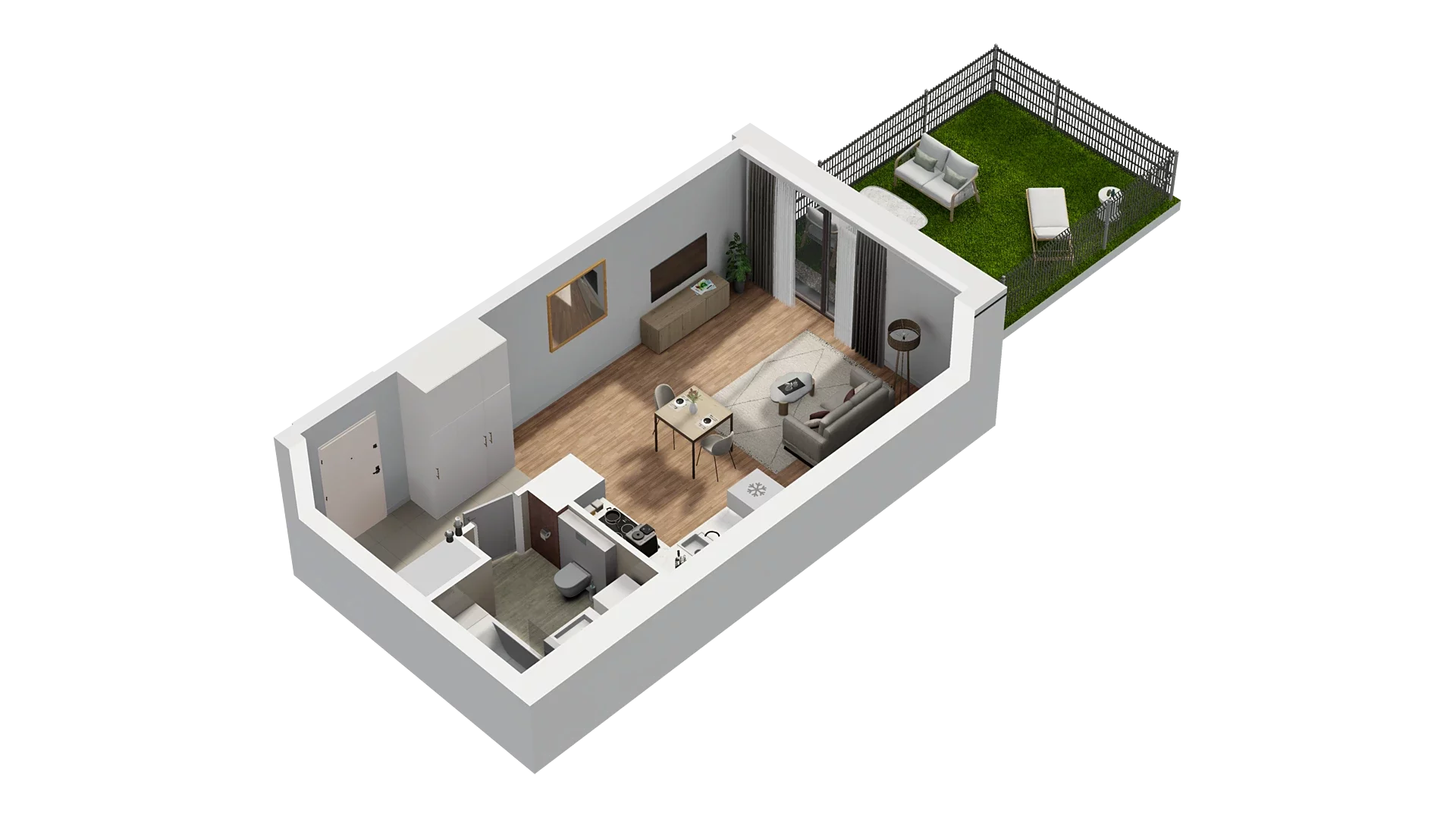1 pokój, mieszkanie 37,72 m², parter, oferta nr A4.0.01, Zakole Wisły, Kraków, Podgórze, ul. Na Zakolu Wisły