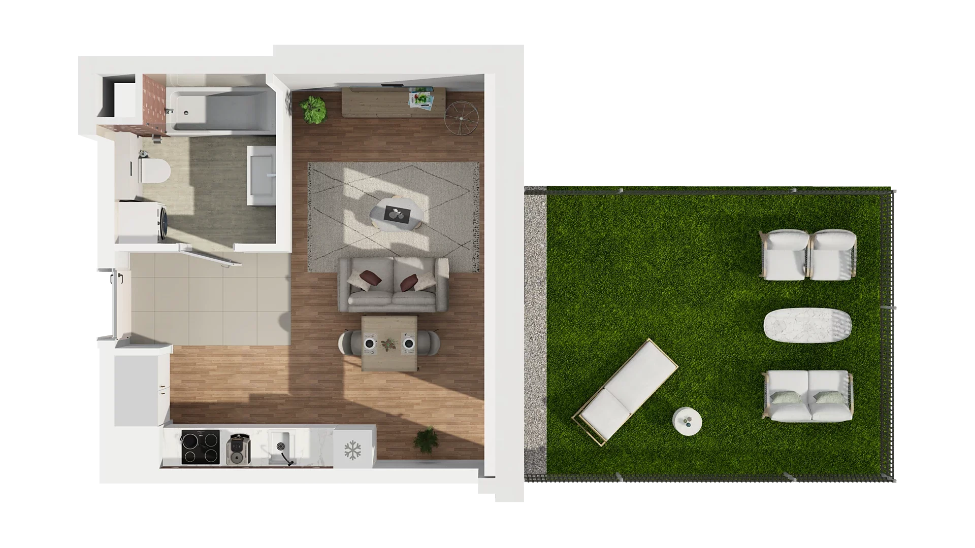 1 pokój, mieszkanie 28,57 m², parter, oferta nr A5.0.21, Zakole Wisły, Kraków, Podgórze, ul. Na Zakolu Wisły