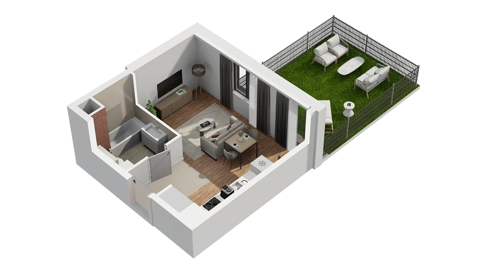 1 pokój, mieszkanie 28,57 m², parter, oferta nr A5.0.21, Zakole Wisły, Kraków, Podgórze, ul. Na Zakolu Wisły