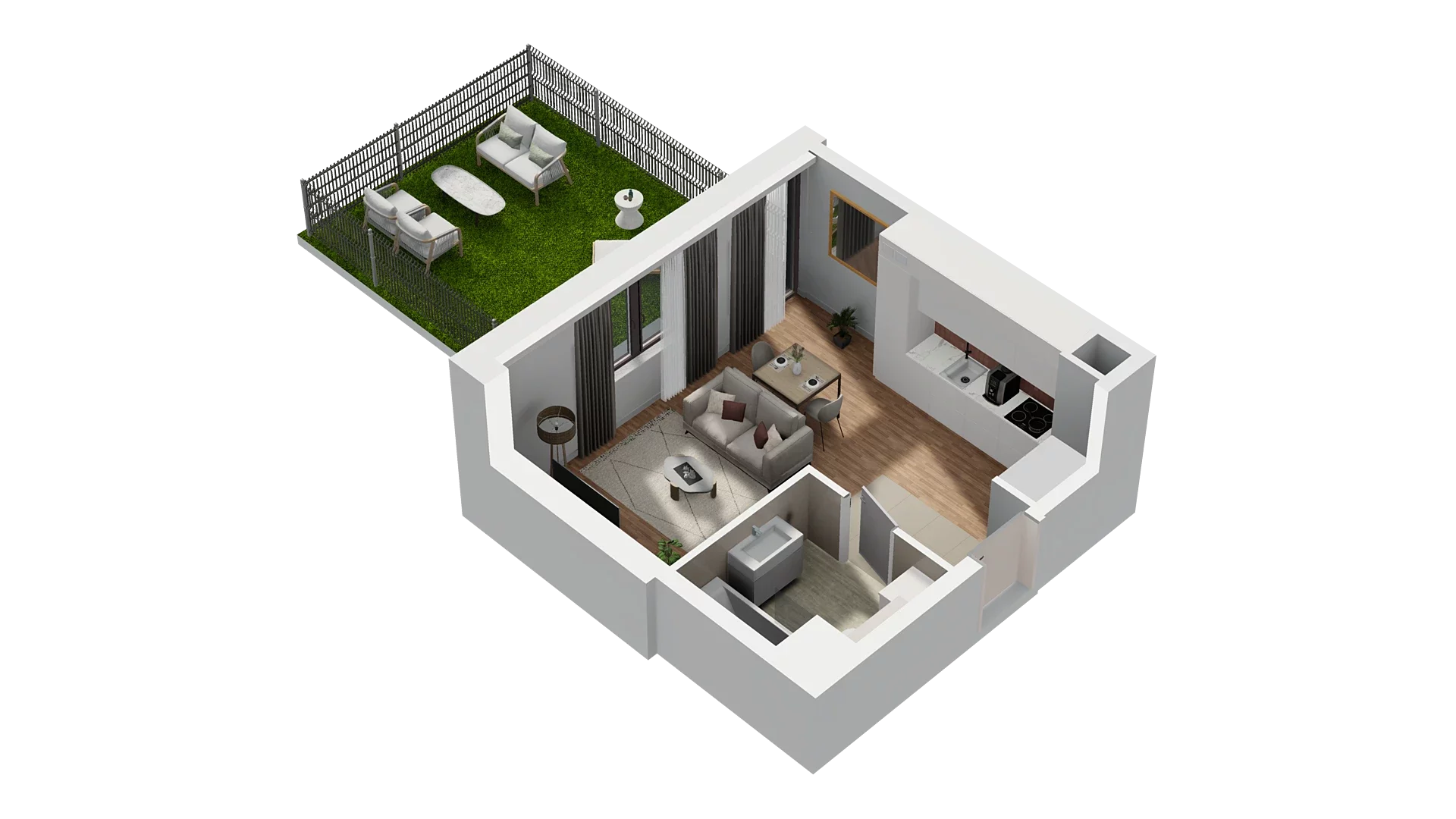 1 pokój, mieszkanie 28,57 m², parter, oferta nr A5.0.21, Zakole Wisły, Kraków, Podgórze, ul. Na Zakolu Wisły