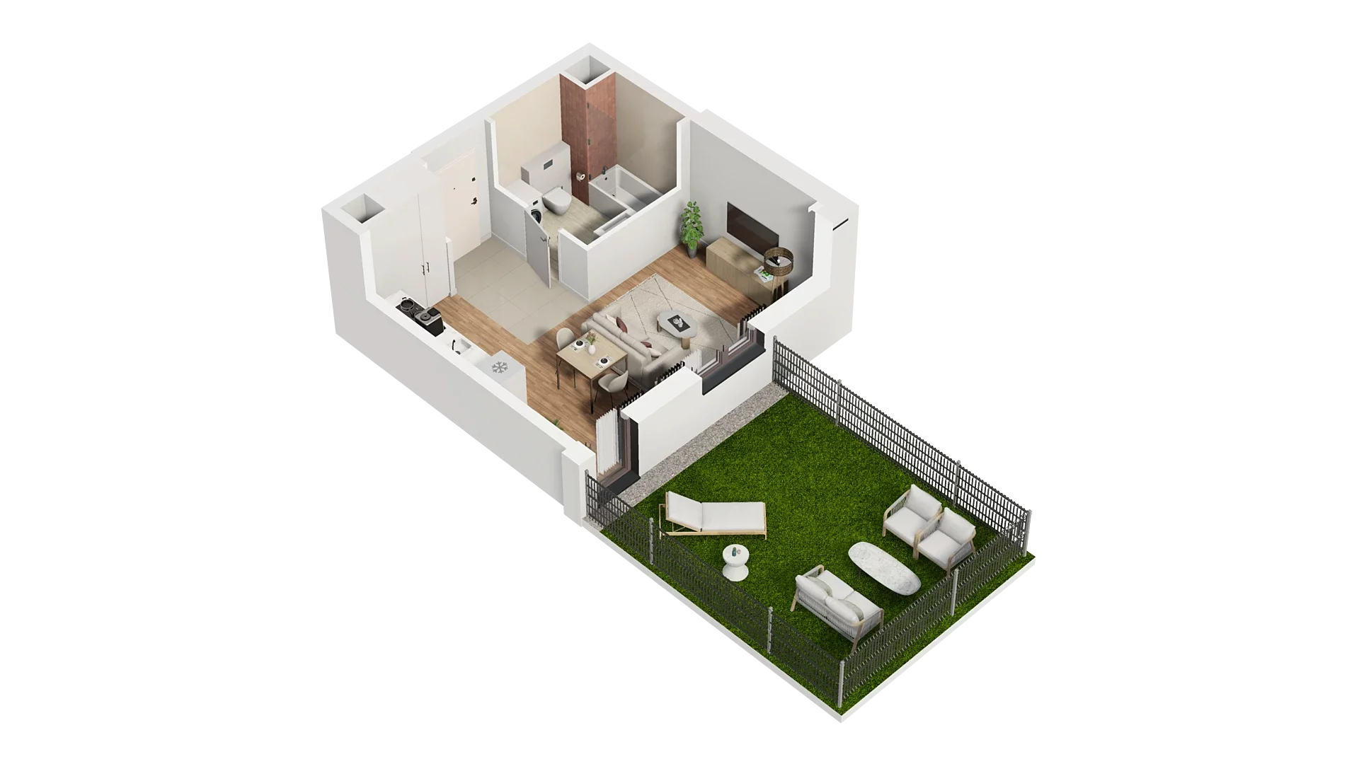 1 pokój, mieszkanie 28,57 m², parter, oferta nr A5.0.21, Zakole Wisły, Kraków, Podgórze, ul. Na Zakolu Wisły