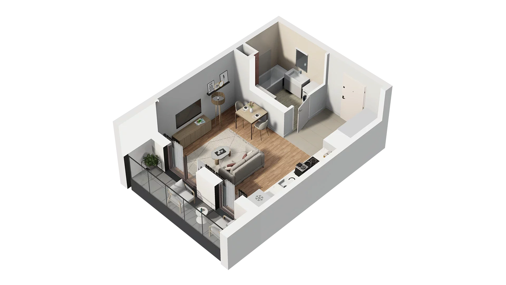 1 pokój, mieszkanie 28,30 m², piętro 2, oferta nr A1.2.18, Zakole Wisły, Kraków, Podgórze, ul. Na Zakolu Wisły