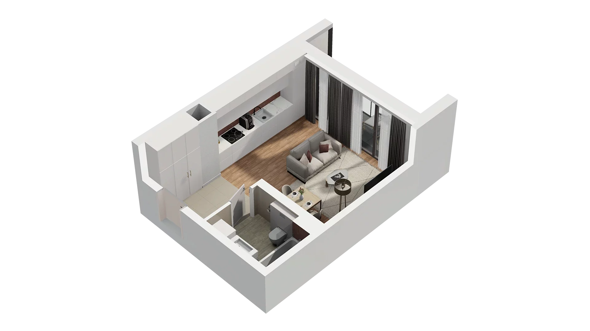 1 pokój, mieszkanie 28,30 m², piętro 2, oferta nr A1.2.18, Zakole Wisły, Kraków, Podgórze, ul. Na Zakolu Wisły