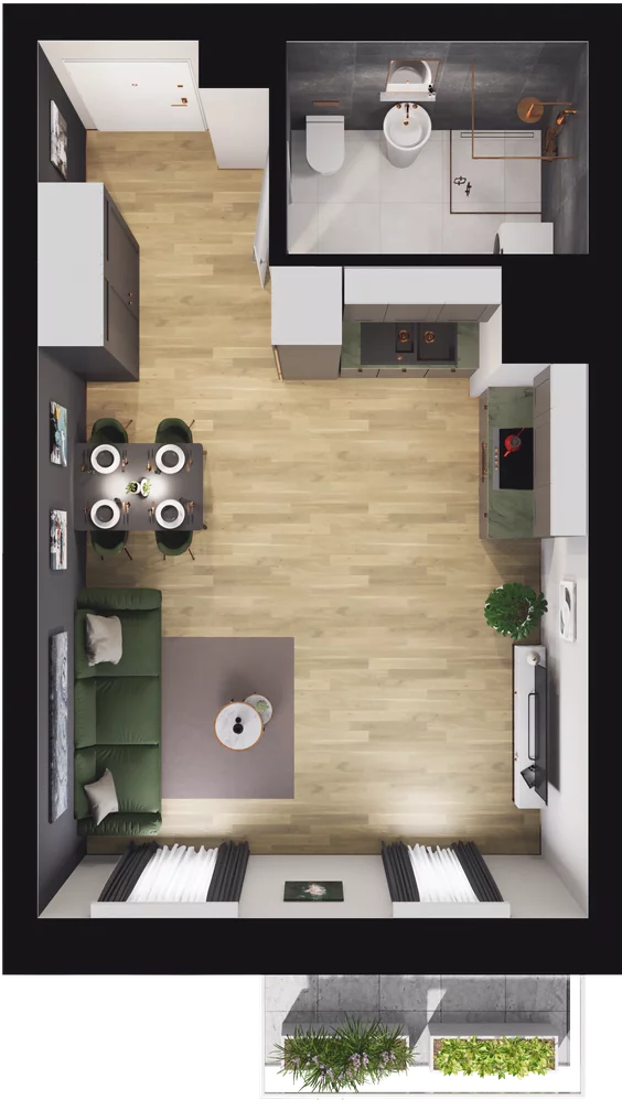 1 pokój, mieszkanie 29,07 m², piętro 2, oferta nr A2_2_4, Nowe Miasto Polesie IV, Łódź, Polesie, Lublinek-Pienista, ul. Pienista
