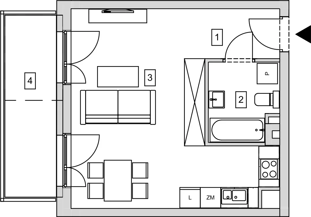 Mieszkanie 34,00 m², piętro 1, oferta nr B7-K1-1-8, ATAL Strachowicka, Wrocław, Żerniki, Fabryczna, ul. Strachowicka