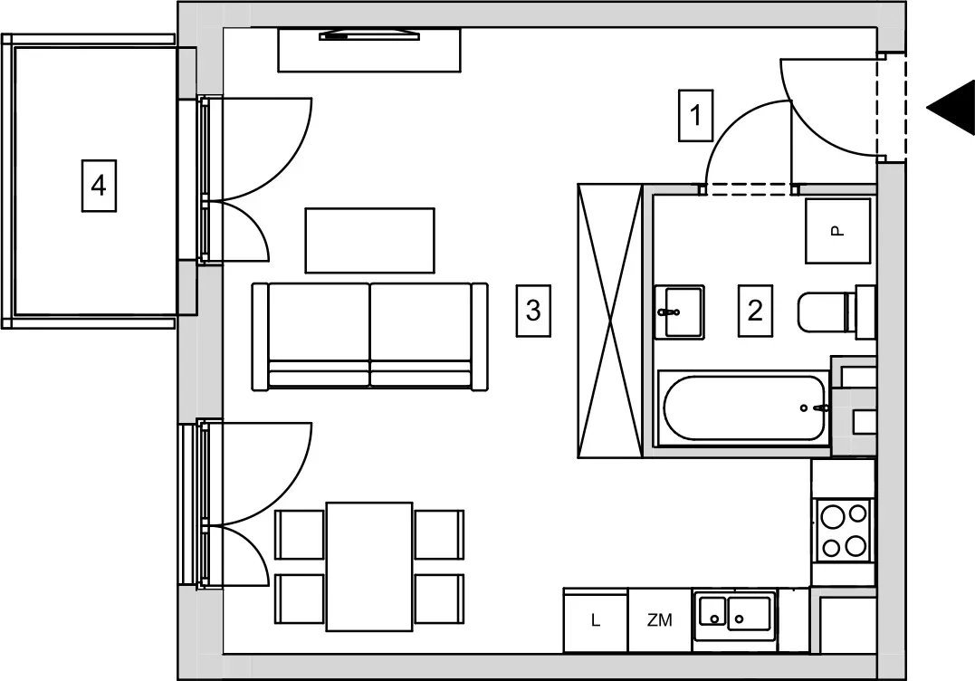 Mieszkanie 34,00 m², piętro 2, oferta nr B8-K1-2-8, ATAL Strachowicka, Wrocław, Żerniki, Fabryczna, ul. Strachowicka