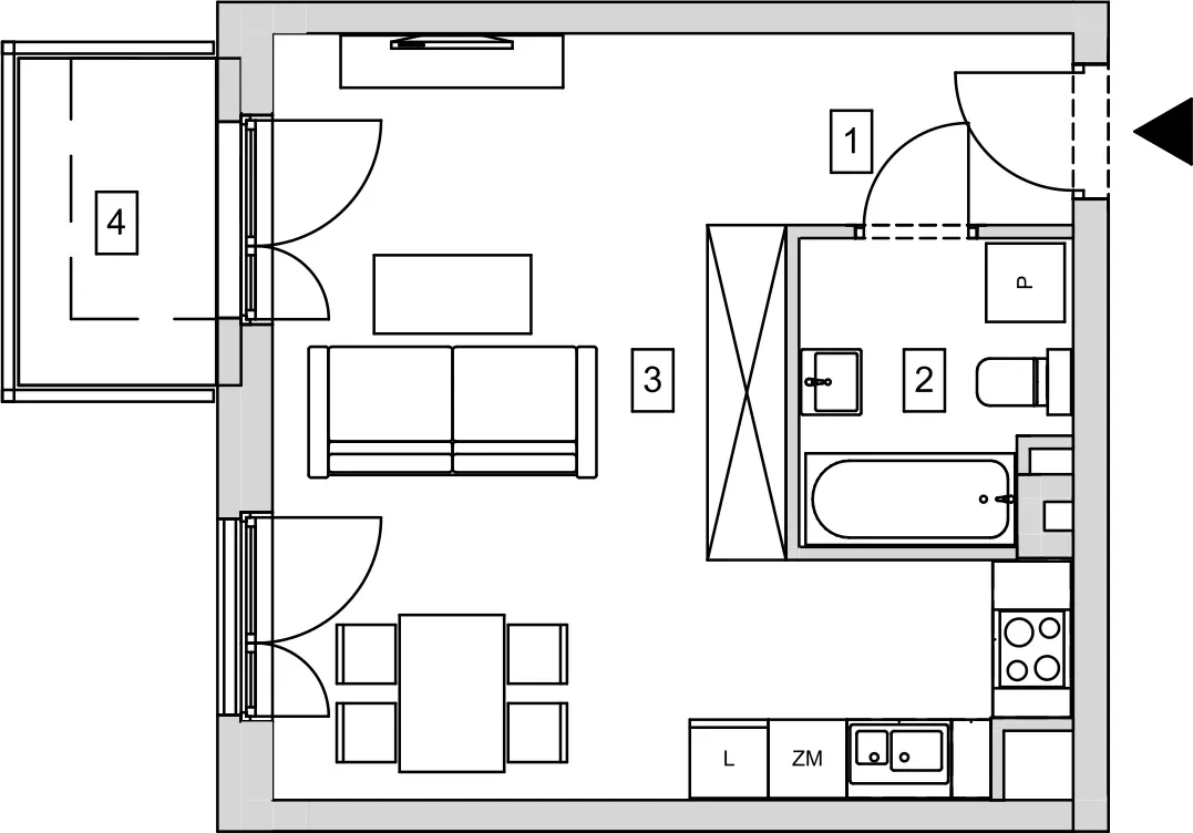 Mieszkanie 33,99 m², piętro 3, oferta nr B8-K1-3-7, ATAL Strachowicka, Wrocław, Żerniki, Fabryczna, ul. Strachowicka