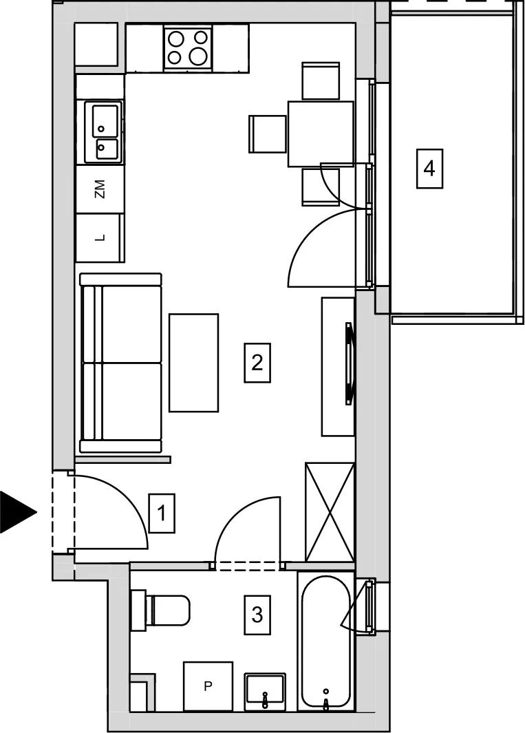 Mieszkanie 26,80 m², piętro 1, oferta nr B9-K2-1-6, ATAL Strachowicka, Wrocław, Żerniki, Fabryczna, ul. Strachowicka