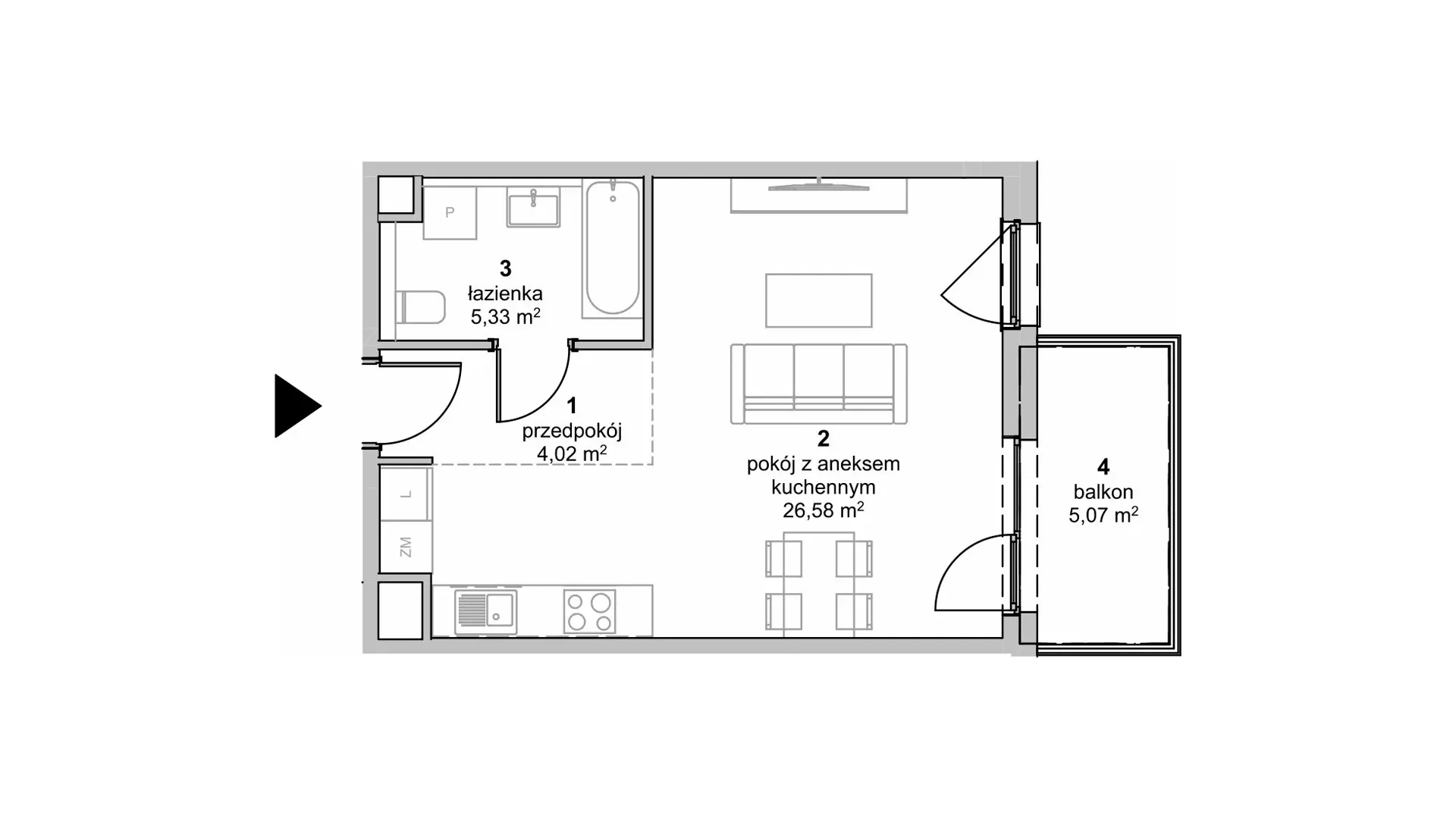 Mieszkanie 35,93 m², piętro 3, oferta nr S1.D.3.2, ATAL Idea Swarzędz II, Swarzędz, ul. Tabaki