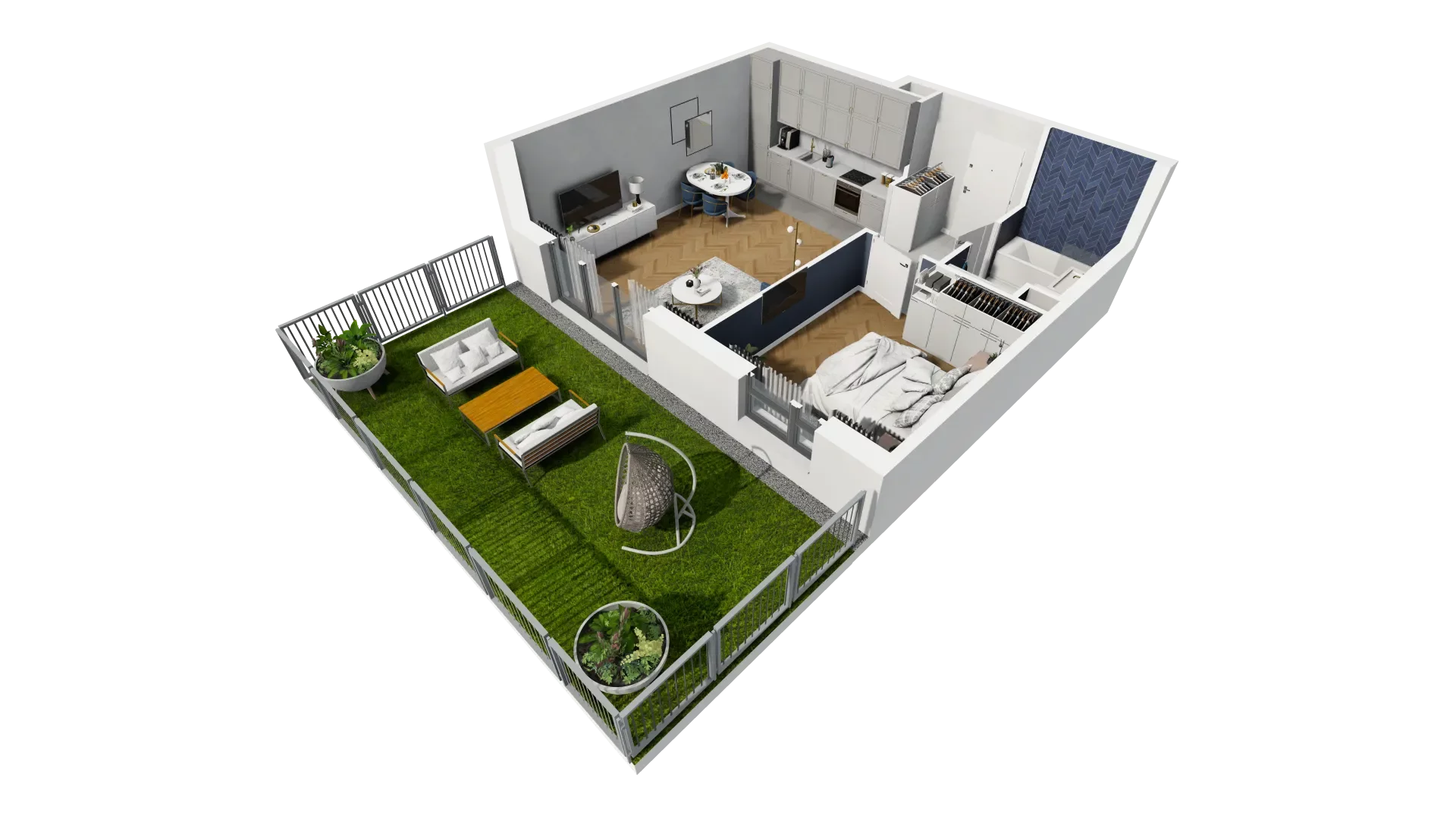 Mieszkanie 47,22 m², parter, oferta nr 2B.02, Akacjowa Wita, Kraków, Prądnik Czerwony, Rakowice, ul. Akacjowa