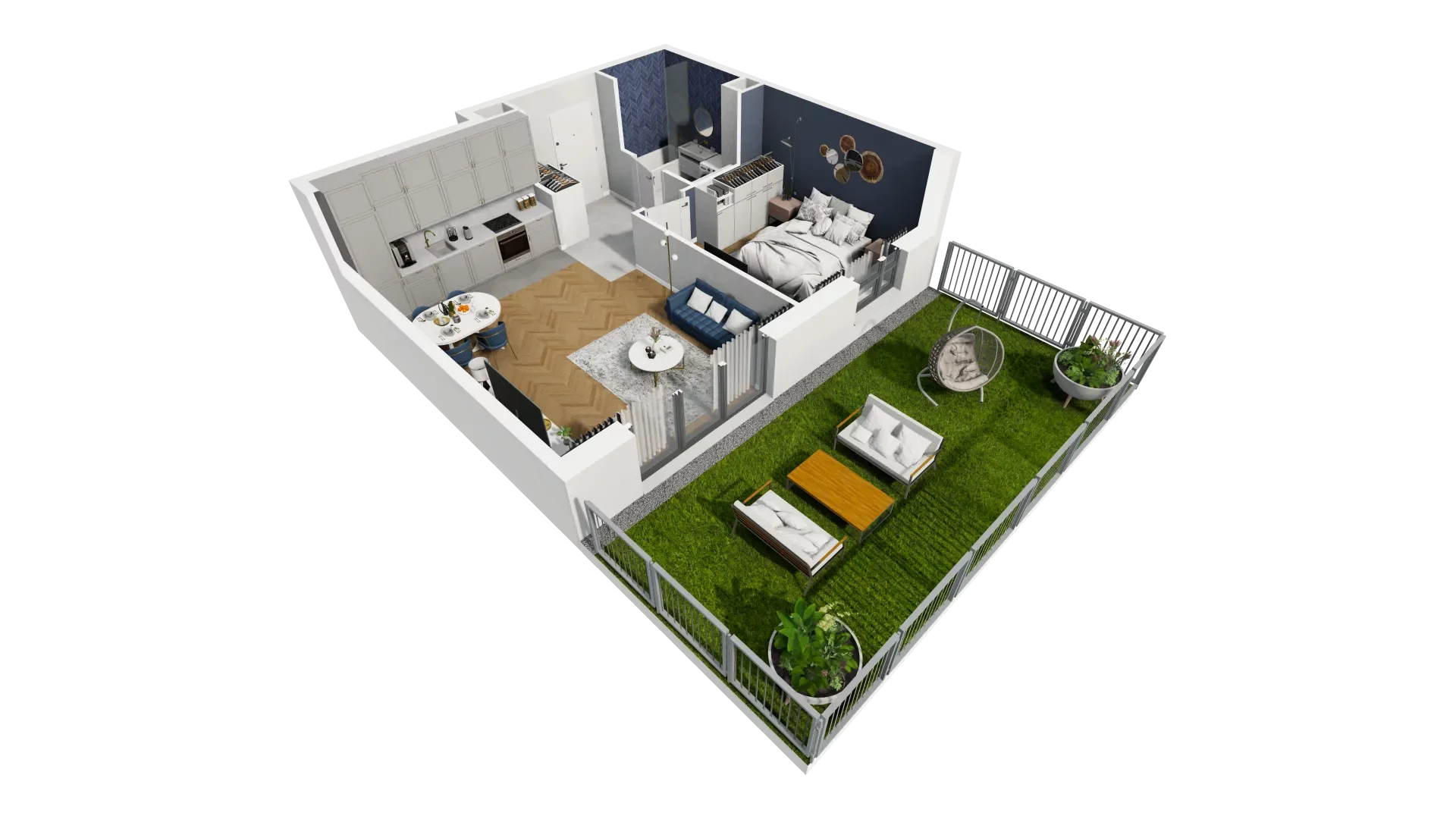 Mieszkanie 47,22 m², parter, oferta nr 2B.02, Akacjowa Wita, Kraków, Prądnik Czerwony, Rakowice, ul. Akacjowa