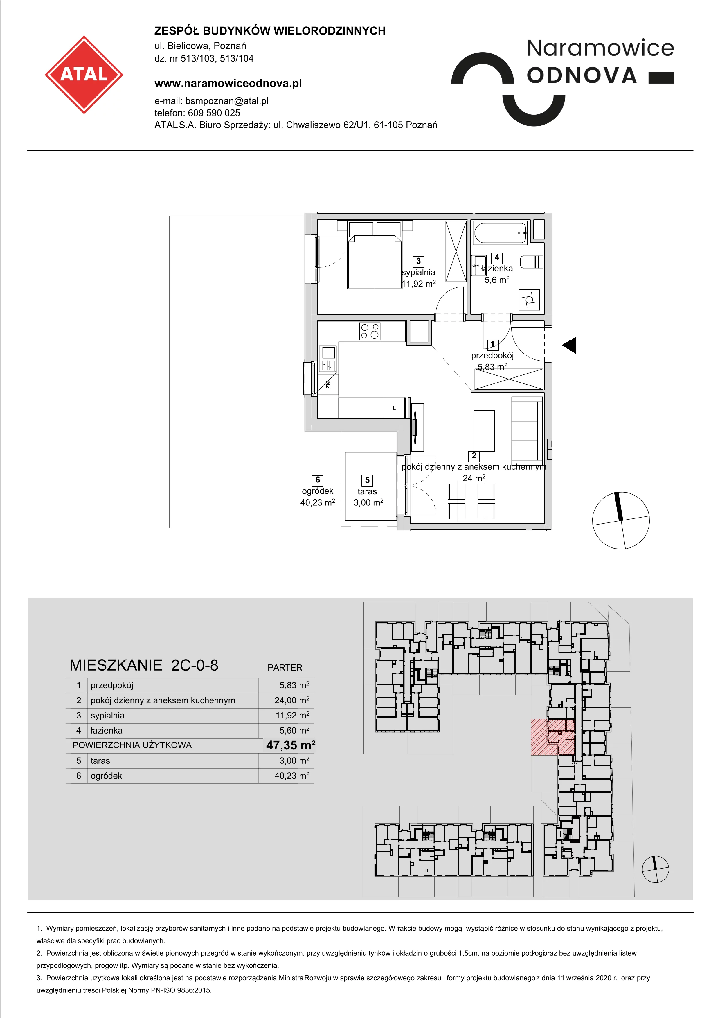 Mieszkanie 47,35 m², parter, oferta nr 2C-0-8, Naramowice Odnova, Poznań, Naramowice, ul. Bielicowa