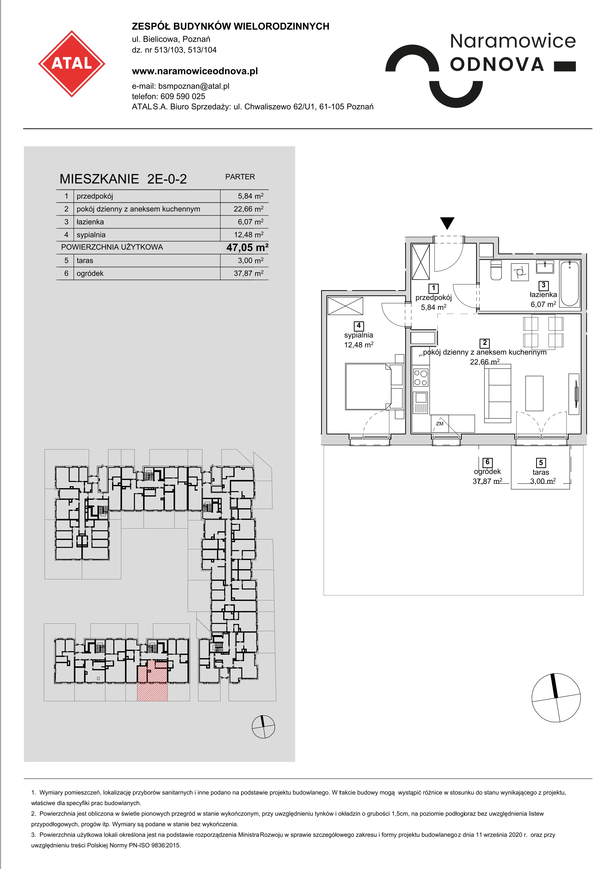 Mieszkanie 47,05 m², parter, oferta nr 2E-0-2, Naramowice Odnova, Poznań, Naramowice, ul. Bielicowa