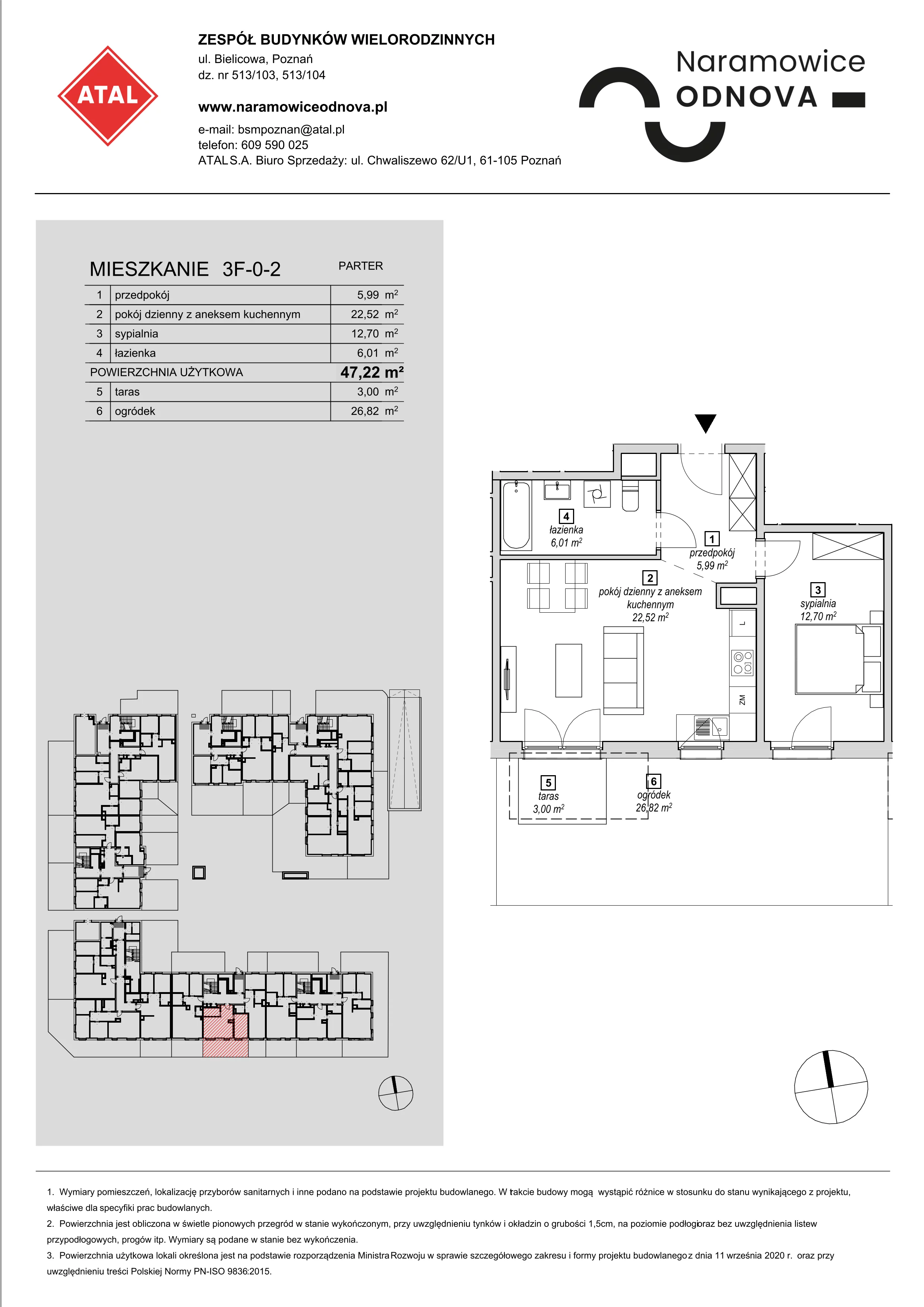 Mieszkanie 47,22 m², parter, oferta nr 3F-0-2, Naramowice Odnova, Poznań, Naramowice, ul. Bielicowa