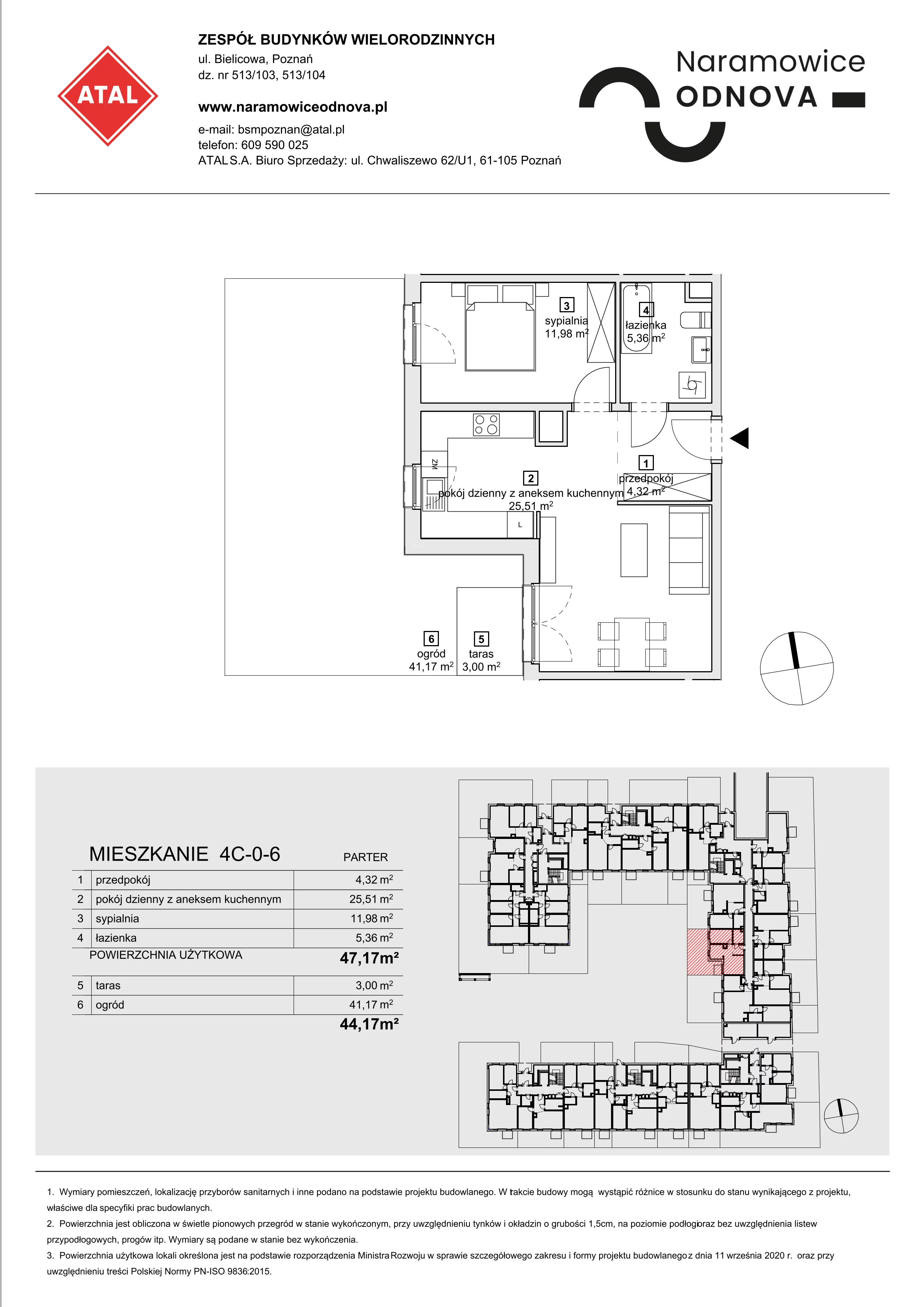 Mieszkanie 47,17 m², parter, oferta nr 4C-0-6, Naramowice Odnova, Poznań, Naramowice, ul. Bielicowa