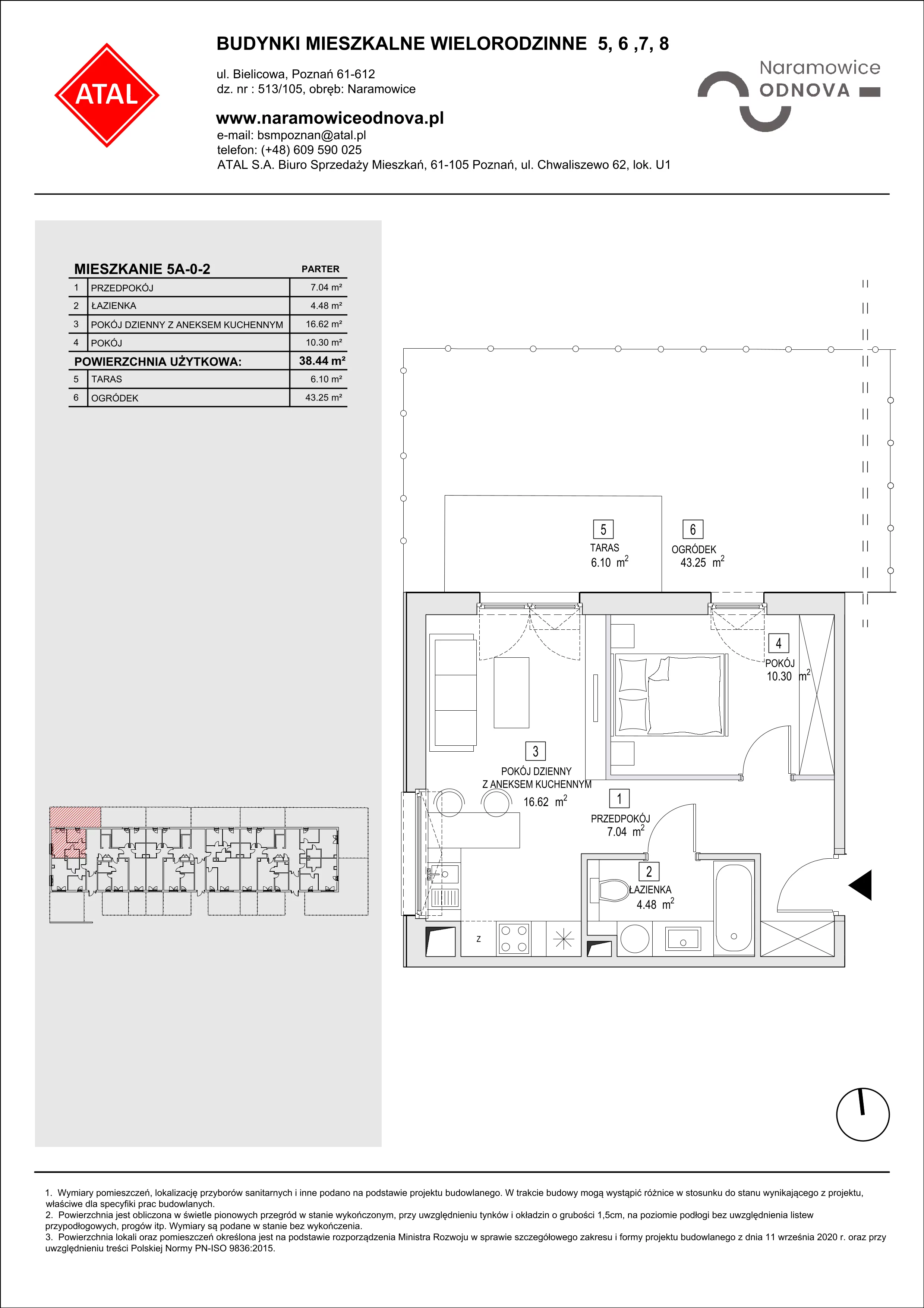 Mieszkanie 38,44 m², parter, oferta nr 5A-0-2, Naramowice Odnova II, Poznań, Naramowice, ul. Bielicowa