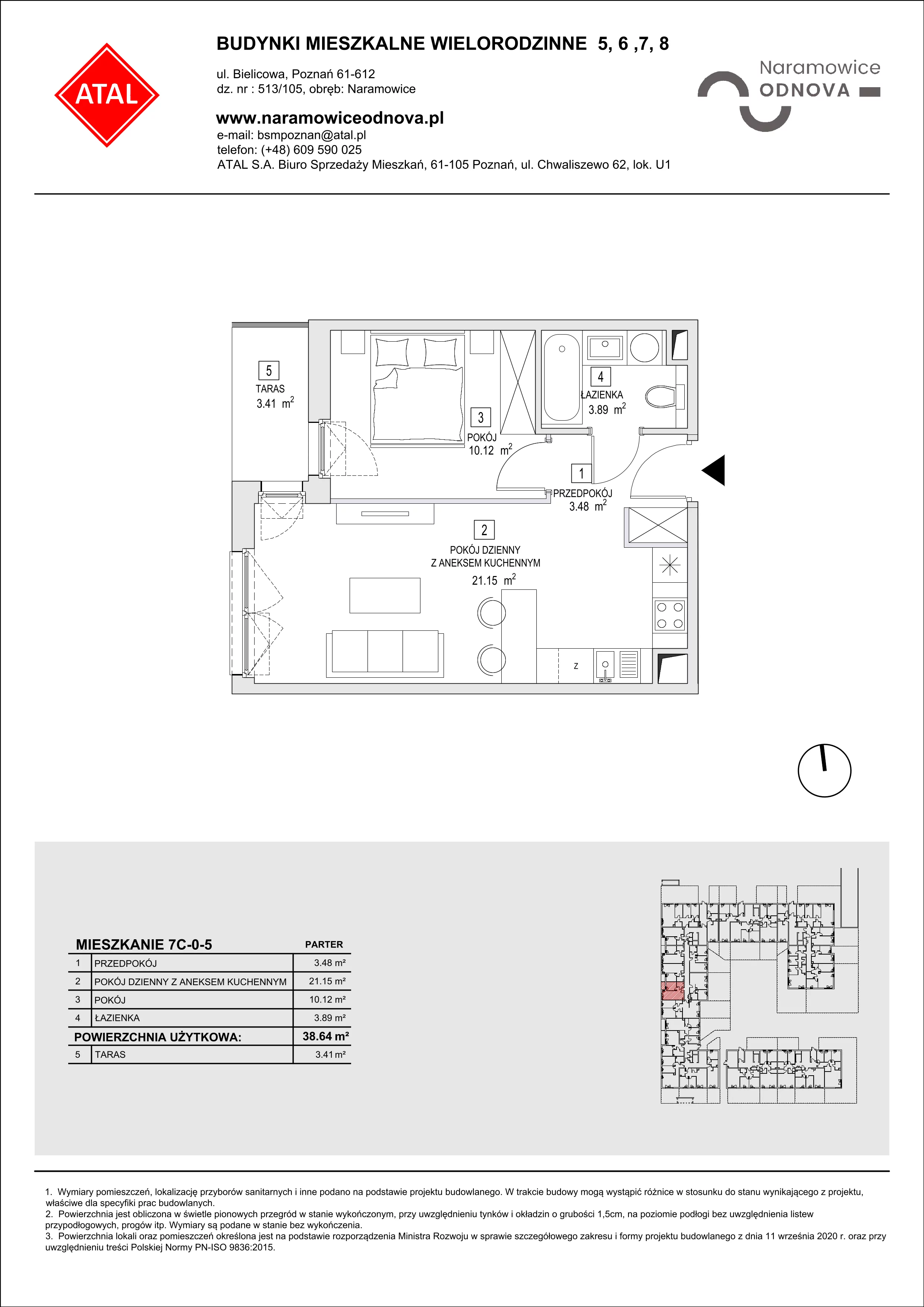 Mieszkanie 38,64 m², parter, oferta nr 7C-0-5, Naramowice Odnova II, Poznań, Naramowice, ul. Bielicowa