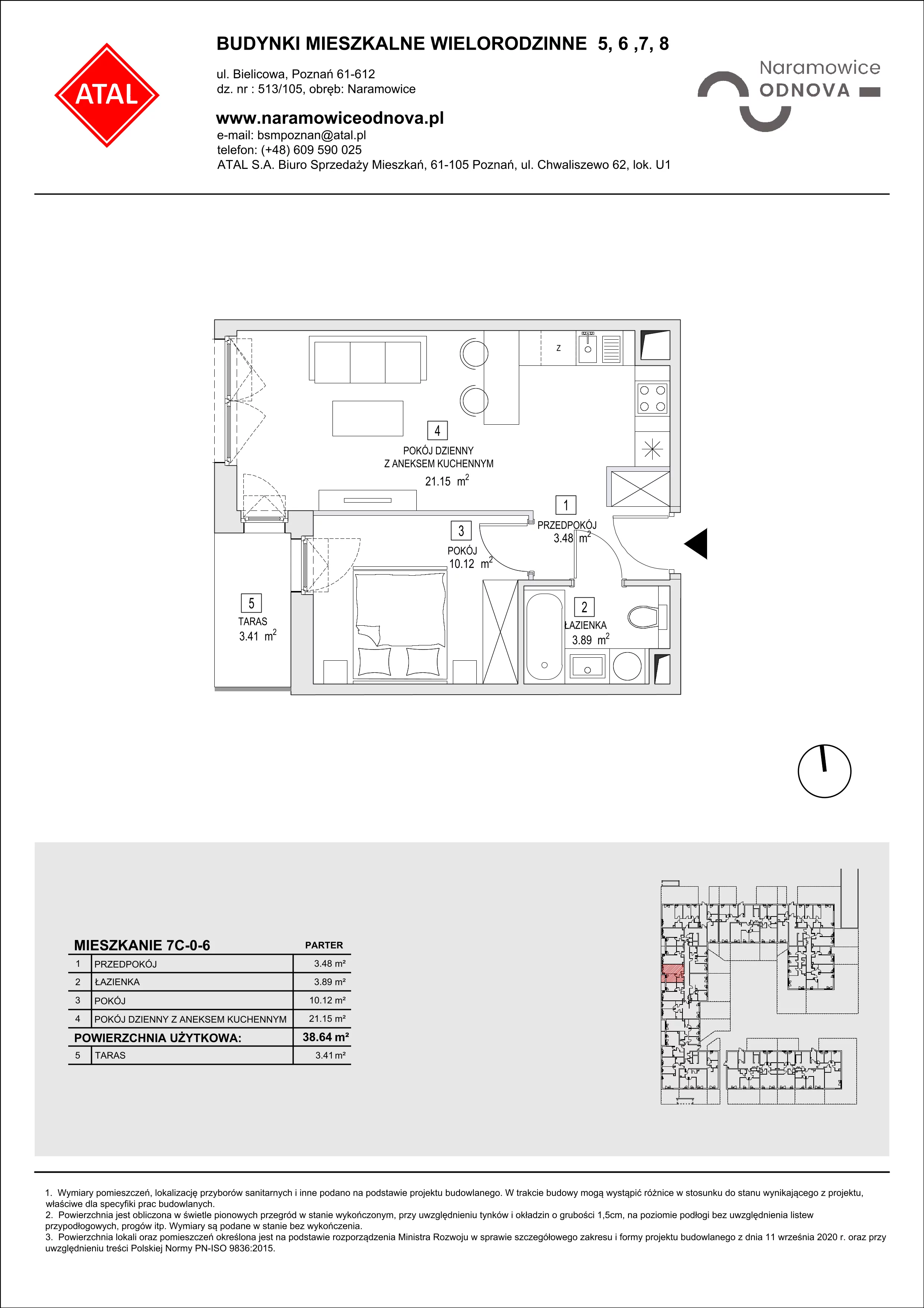 Mieszkanie 38,64 m², parter, oferta nr 7C-0-6, Naramowice Odnova II, Poznań, Naramowice, ul. Bielicowa