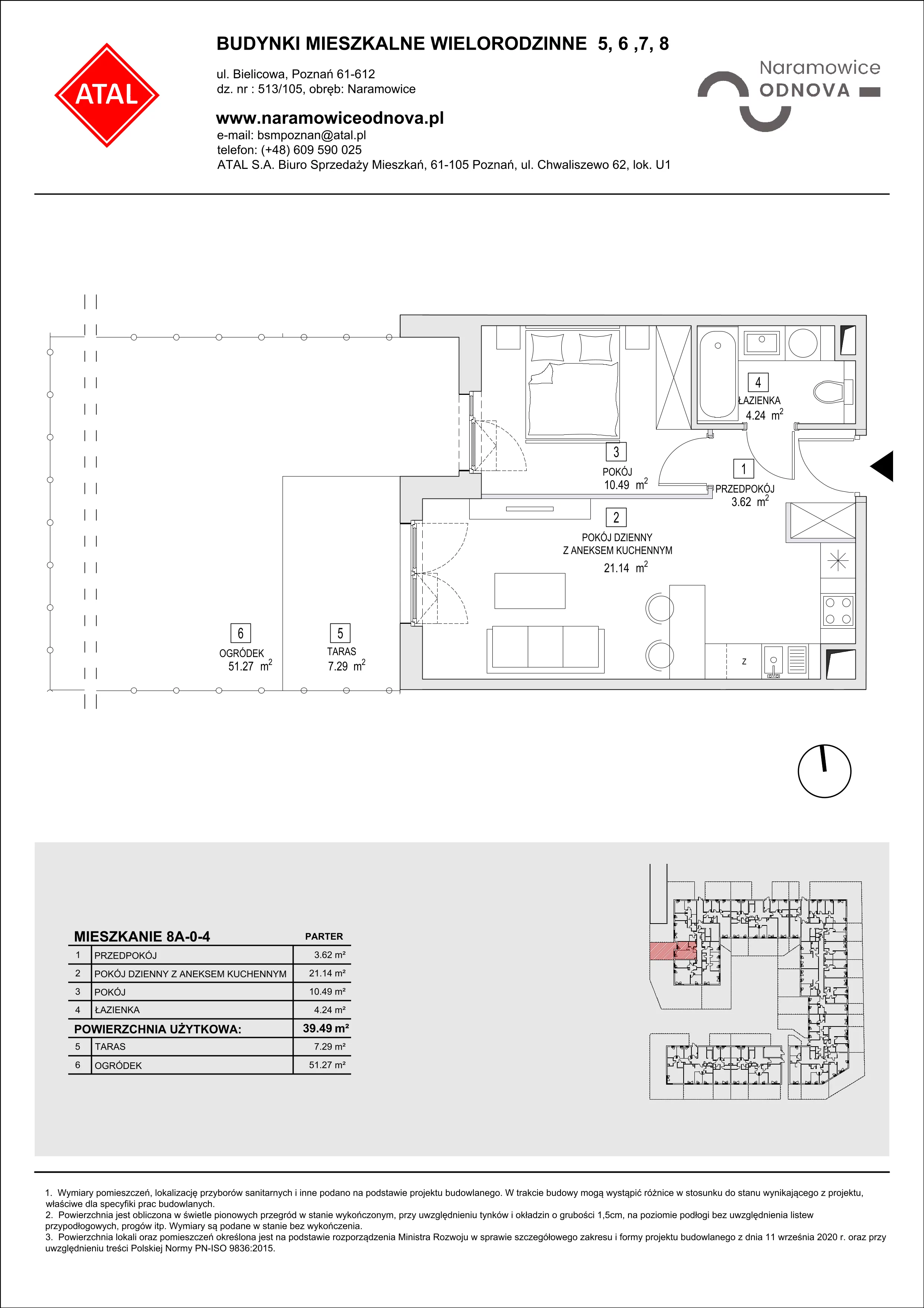 Mieszkanie 39,49 m², parter, oferta nr 8A-0-4, Naramowice Odnova II, Poznań, Naramowice, ul. Bielicowa