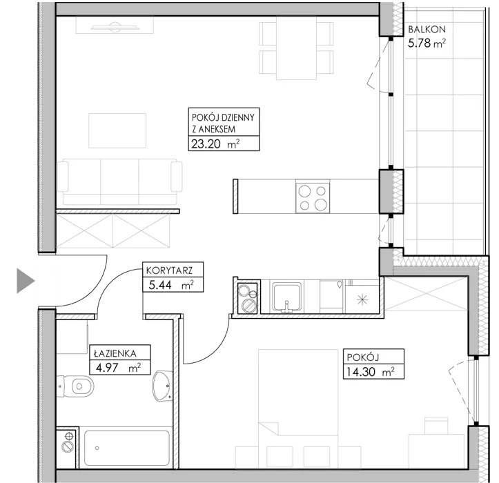 Mieszkanie 47,92 m², piętro 5, oferta nr A35, Niebieski Bursztyn, Reda, ul. Bosmańska