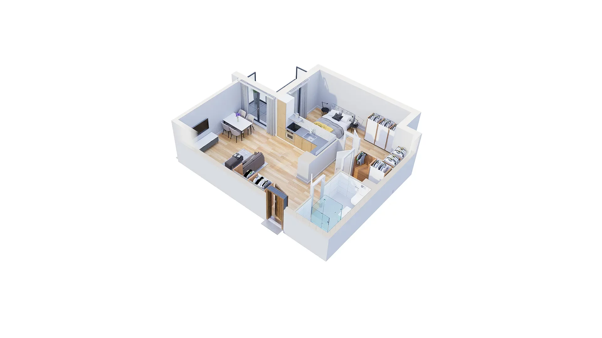 2 pokoje, mieszkanie 59,87 m², piętro 2, oferta nr 2.B2, Niebieski Bursztyn II, Reda, ul. Bosmańska