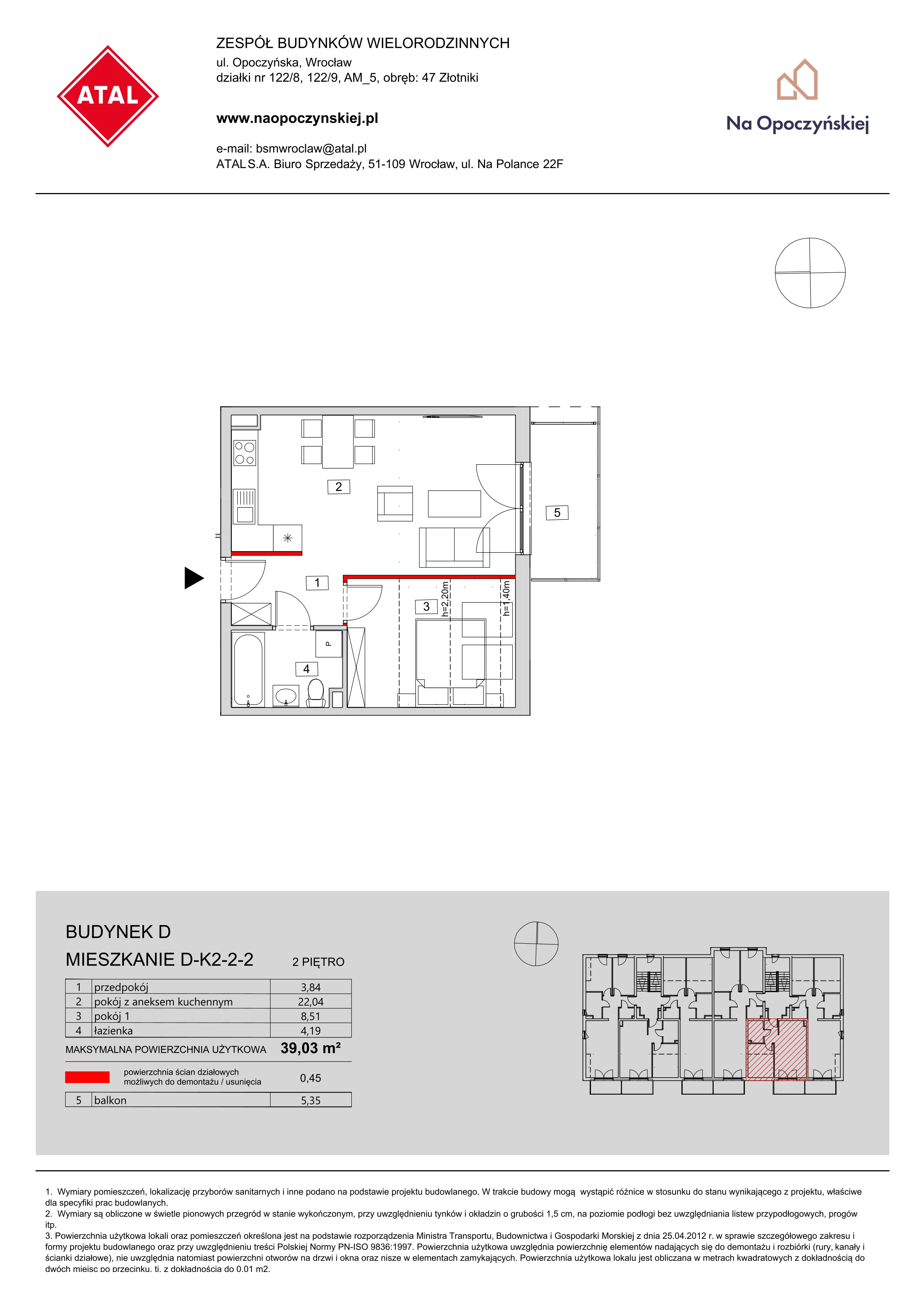 Mieszkanie 39,03 m², piętro 2, oferta nr D-K2-2-2, Na Opoczyńskiej, Wrocław, Fabryczna, ul. Opoczyńska