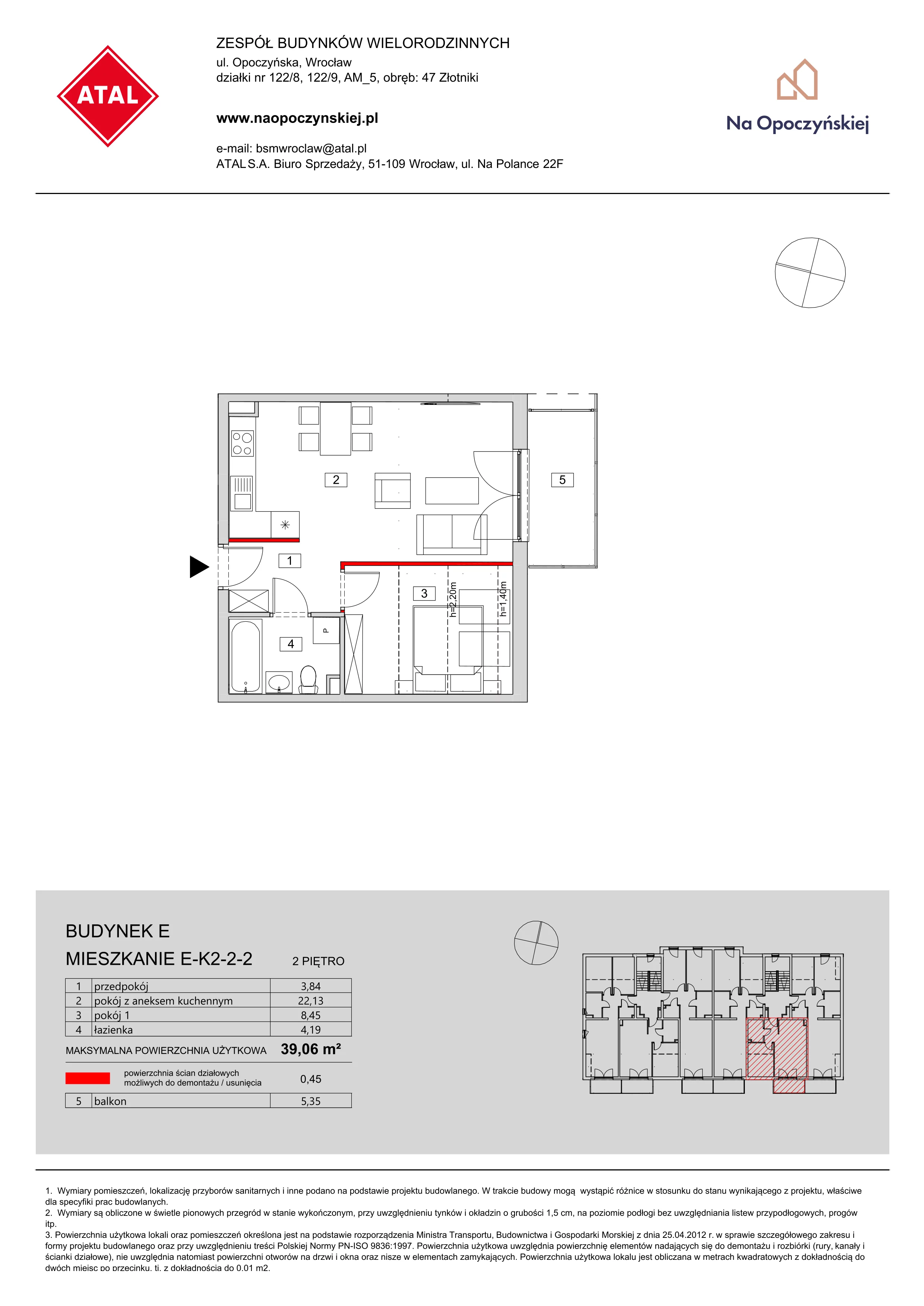 Mieszkanie 39,06 m², piętro 2, oferta nr E-K2-2-2, Na Opoczyńskiej, Wrocław, Fabryczna, ul. Opoczyńska