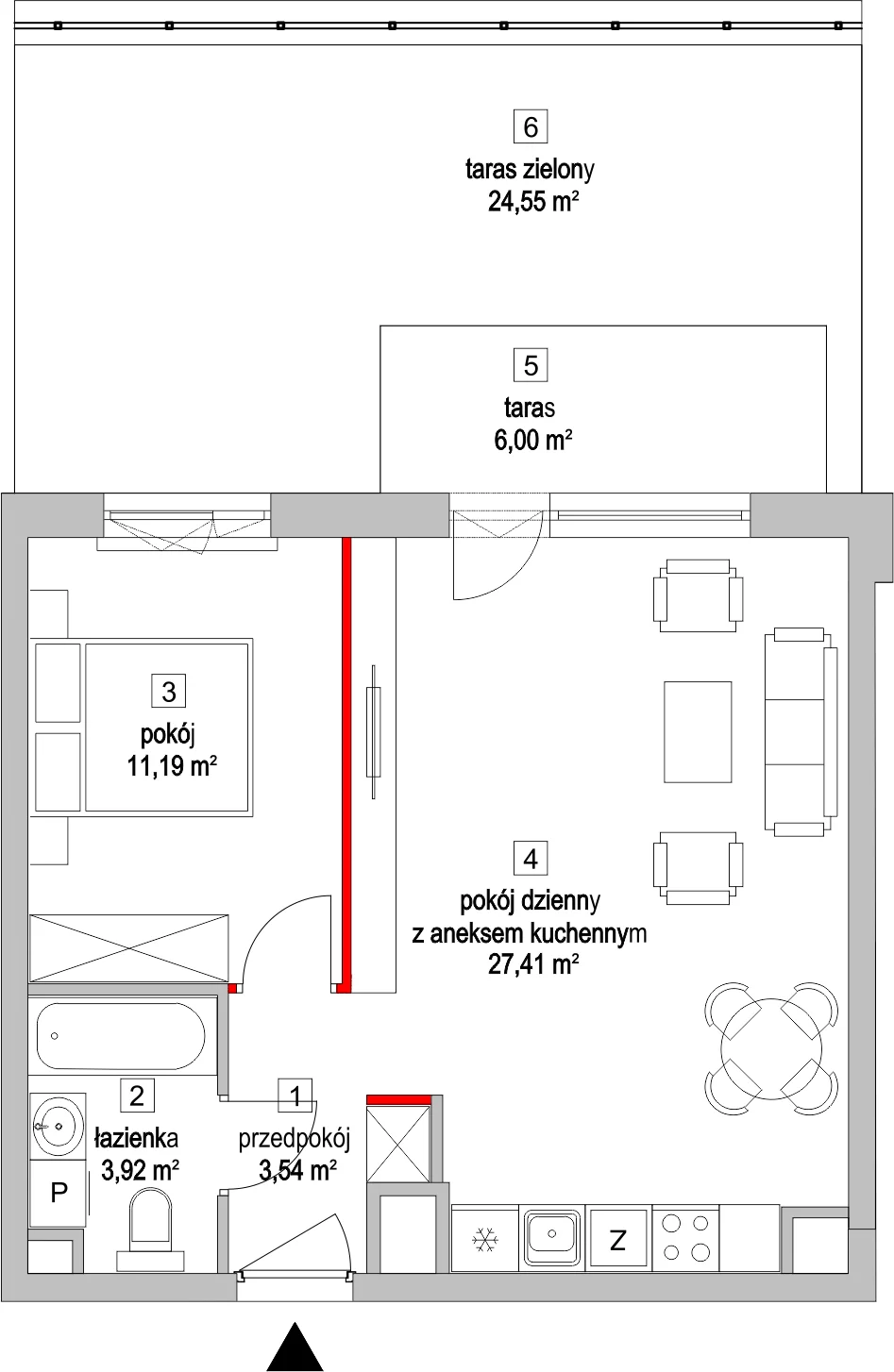 Mieszkanie 46,49 m², parter, oferta nr 3.1.4, Osiedle Przyjemne - etap II, Gdańsk, Jasień, ul. Flisykowskiego