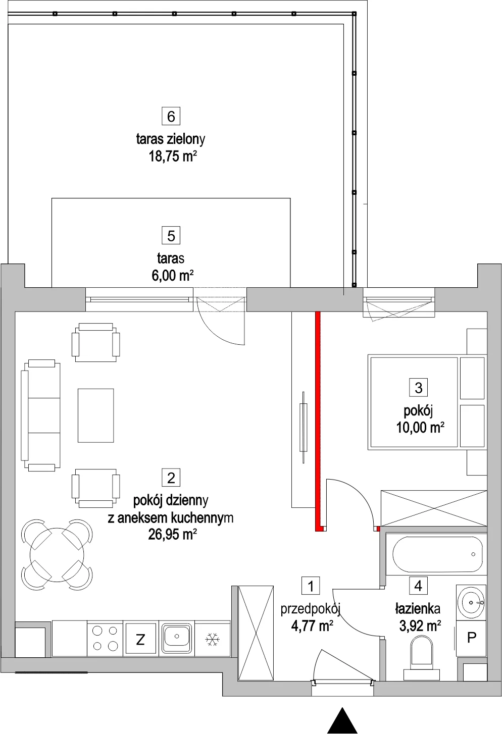 Mieszkanie 46,01 m², parter, oferta nr 3.1.5, Osiedle Przyjemne - etap II, Gdańsk, Jasień, ul. Flisykowskiego