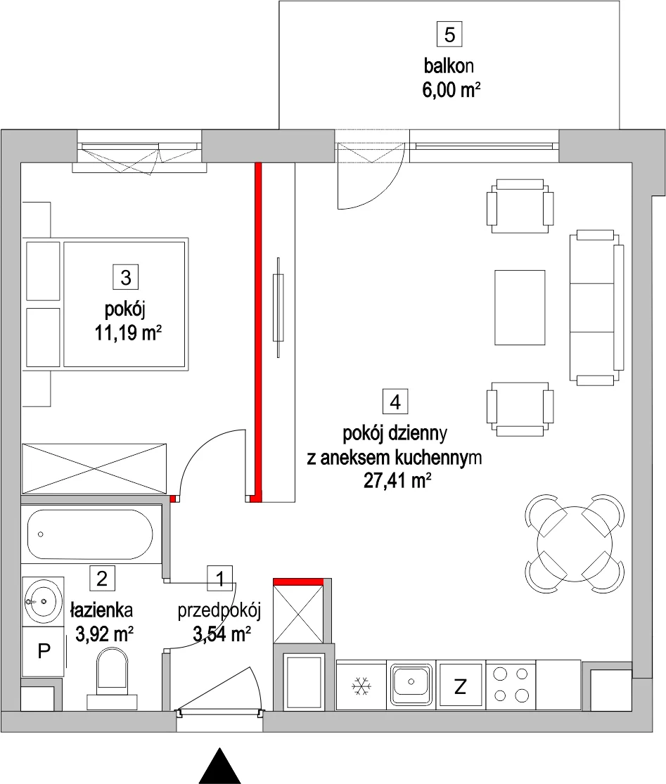 Mieszkanie 46,49 m², parter, oferta nr 3.2.4, Osiedle Przyjemne - etap II, Gdańsk, Jasień, ul. Flisykowskiego