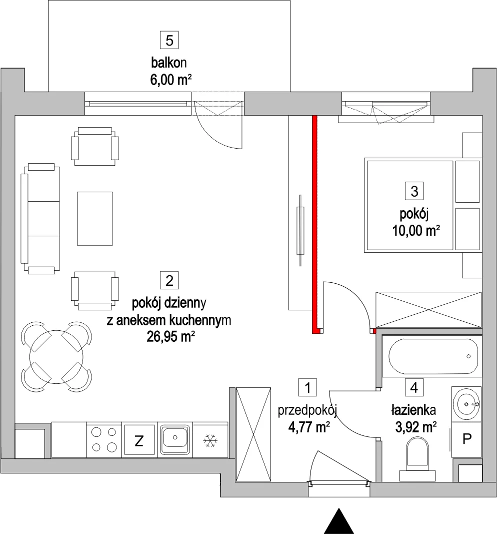 Mieszkanie 46,01 m², parter, oferta nr 3.2.5, Osiedle Przyjemne - etap II, Gdańsk, Jasień, ul. Flisykowskiego