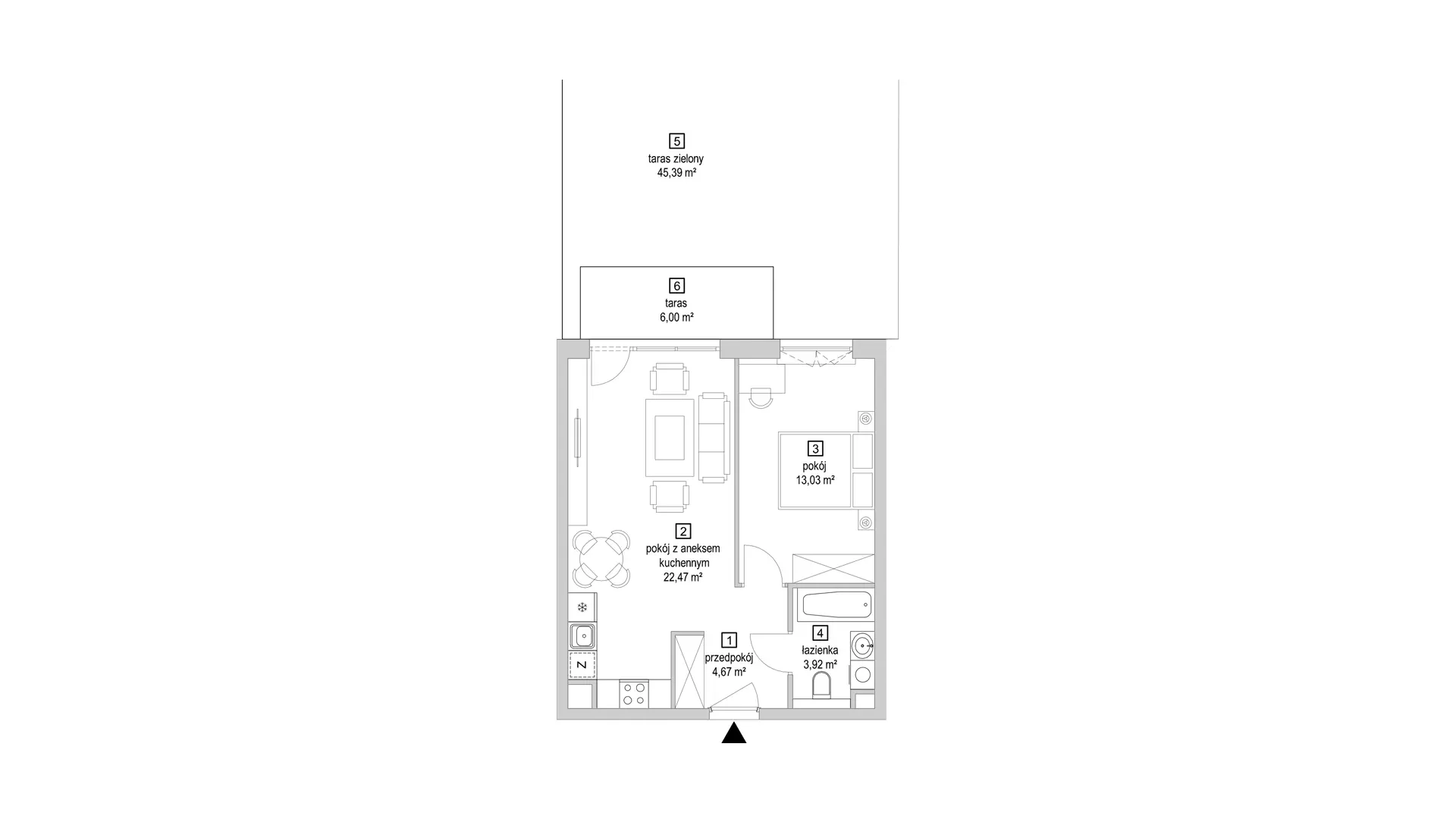 2 pokoje, mieszkanie 44,09 m², parter, oferta nr 7.1.4, Osiedle Przyjemne - etap IV, Gdańsk, Jasień, ul. Flisykowskiego