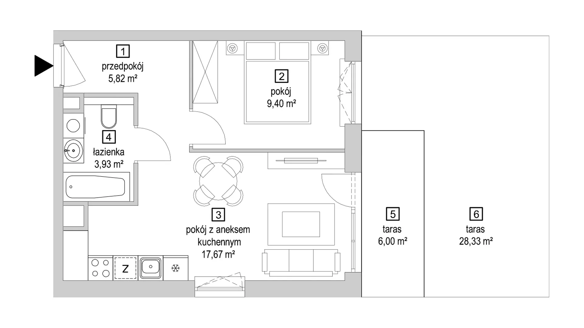 2 pokoje, mieszkanie 36,82 m², parter, oferta nr 7.1.7, Osiedle Przyjemne - etap IV, Gdańsk, Jasień, ul. Flisykowskiego