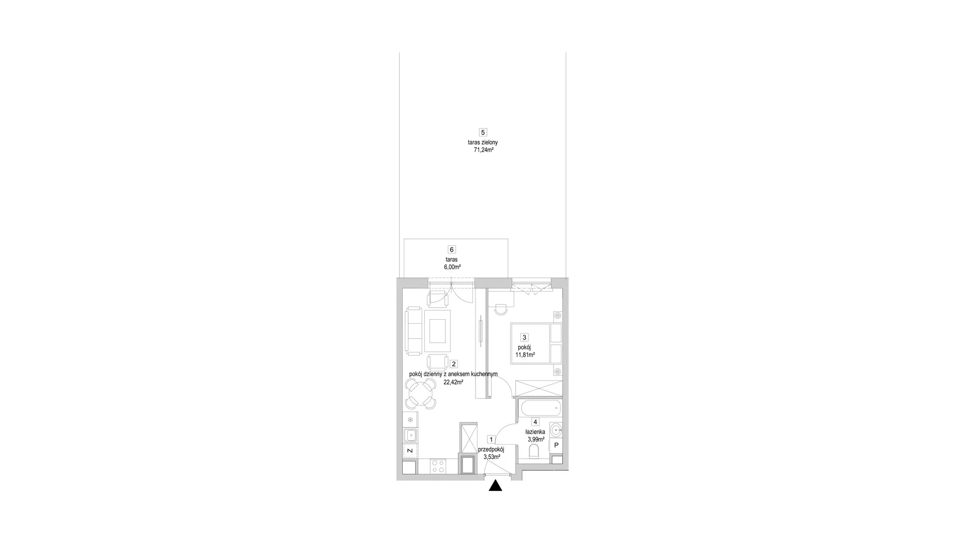 2 pokoje, mieszkanie 41,75 m², parter, oferta nr 9.1.5, Osiedle Przyjemne - etap IV, Gdańsk, Jasień, ul. Flisykowskiego