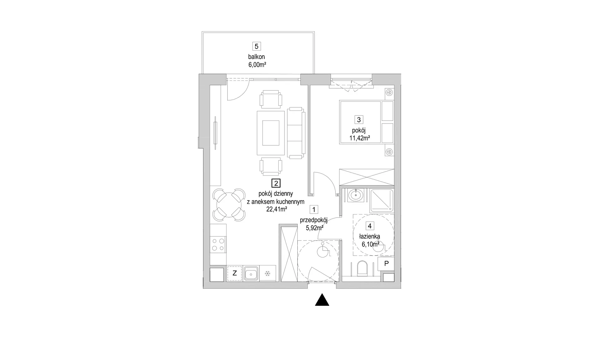 2 pokoje, mieszkanie 45,85 m², piętro 1, oferta nr 9.2.4, Osiedle Przyjemne - etap IV, Gdańsk, Jasień, ul. Flisykowskiego