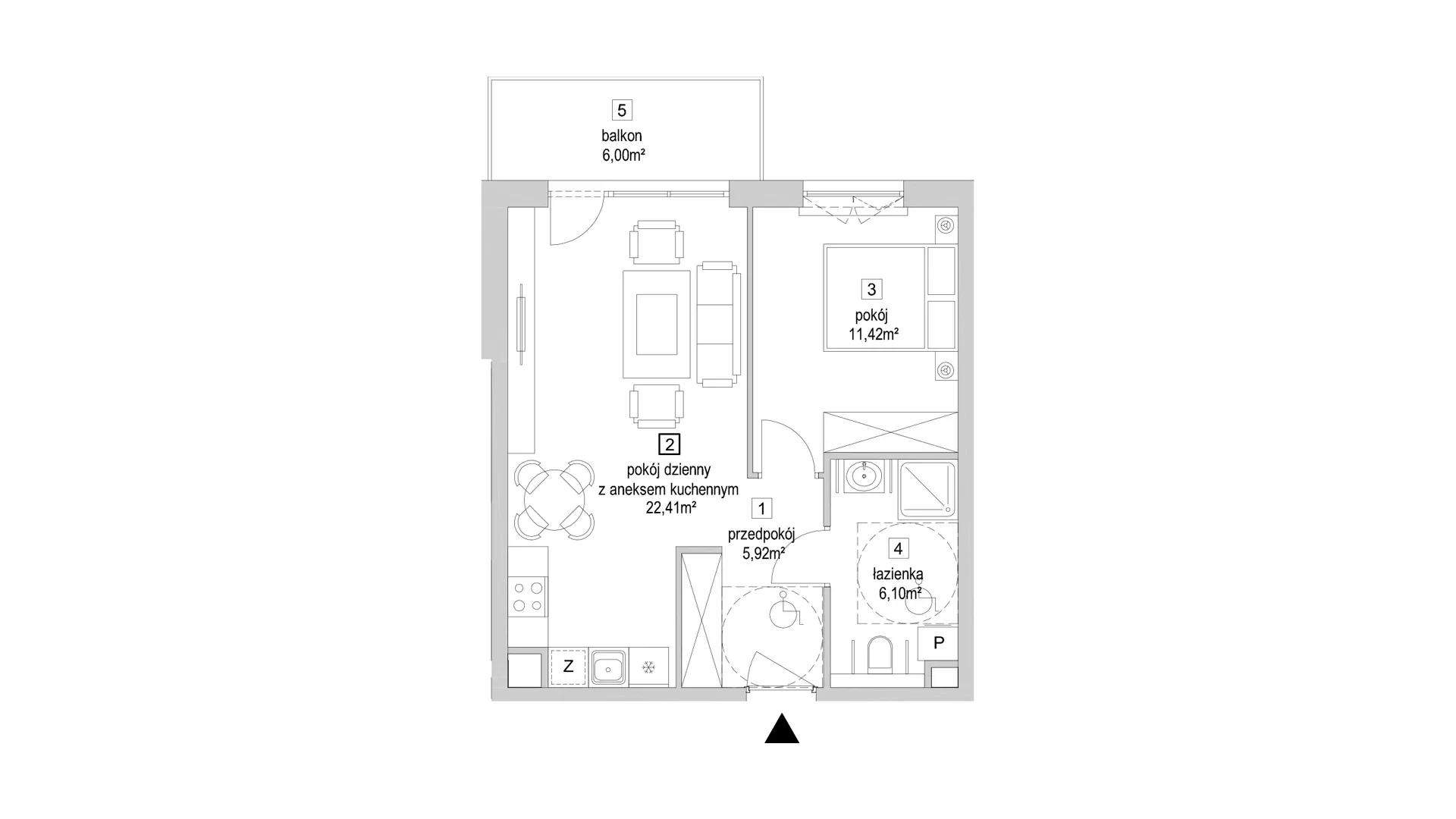 2 pokoje, mieszkanie 45,85 m², piętro 2, oferta nr 9.3.4, Osiedle Przyjemne - etap IV, Gdańsk, Jasień, ul. Flisykowskiego