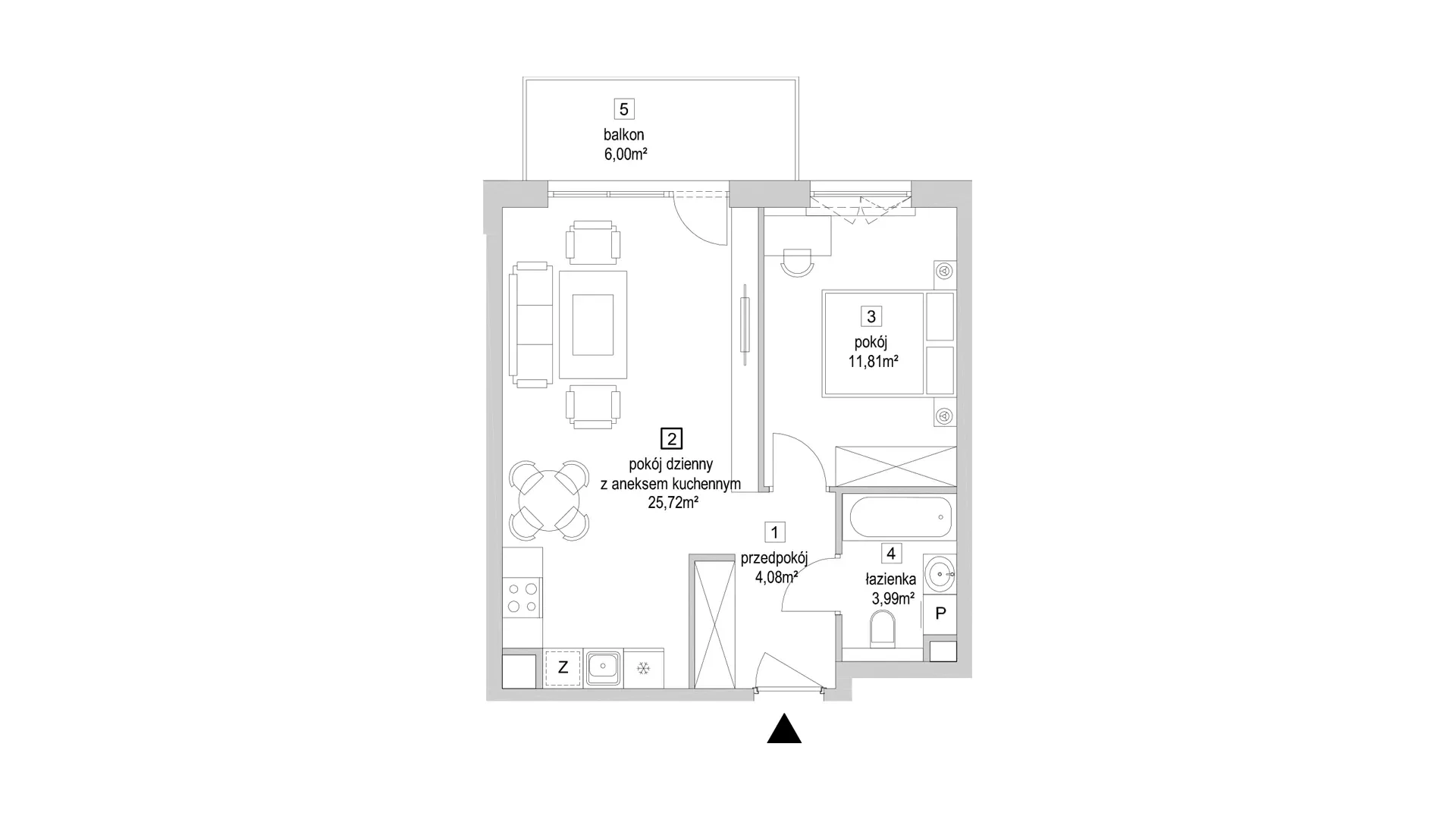 2 pokoje, mieszkanie 45,60 m², piętro 2, oferta nr 9.3.7, Osiedle Przyjemne - etap IV, Gdańsk, Jasień, ul. Flisykowskiego