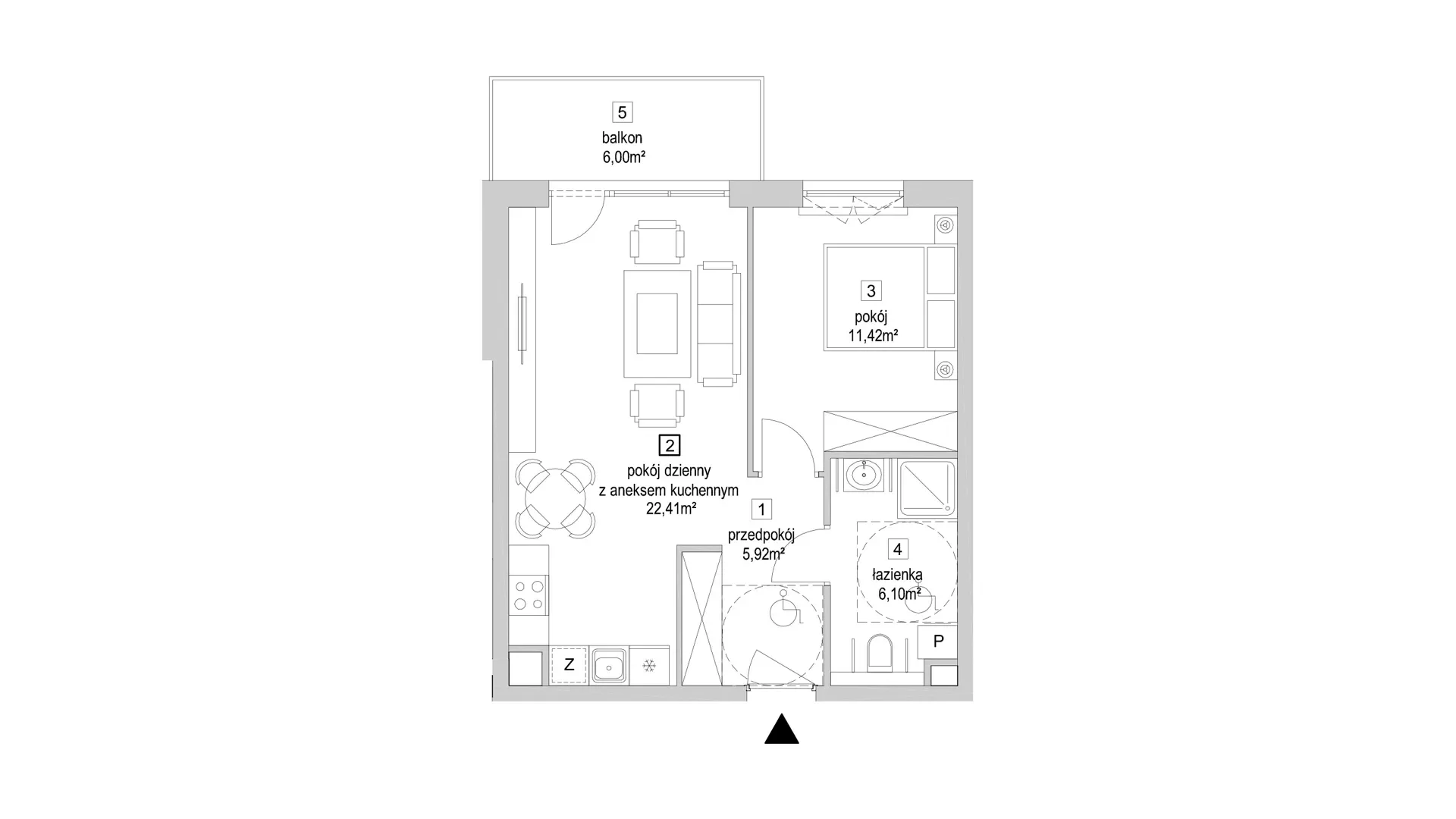 2 pokoje, mieszkanie 45,85 m², piętro 3, oferta nr 9.4.4, Osiedle Przyjemne - etap IV, Gdańsk, Jasień, ul. Flisykowskiego