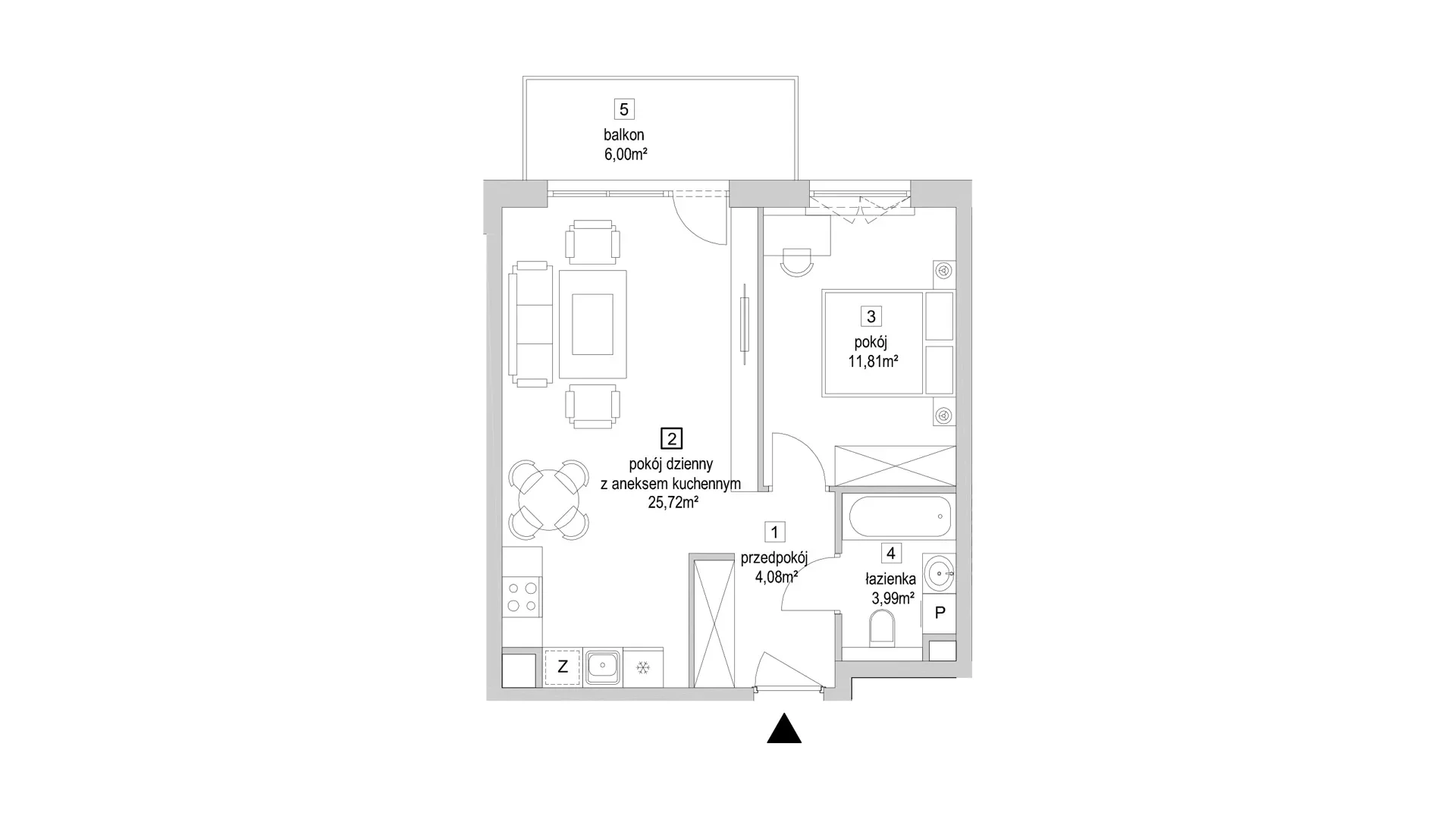 2 pokoje, mieszkanie 45,60 m², piętro 3, oferta nr 9.4.7, Osiedle Przyjemne - etap IV, Gdańsk, Jasień, ul. Flisykowskiego