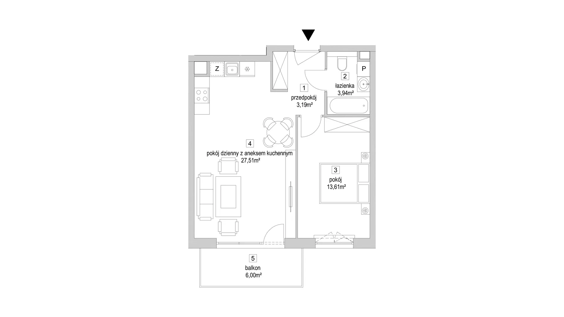 2 pokoje, mieszkanie 48,25 m², piętro 1, oferta nr 9.2.10, Osiedle Przyjemne - etap IV, Gdańsk, Jasień, ul. Flisykowskiego