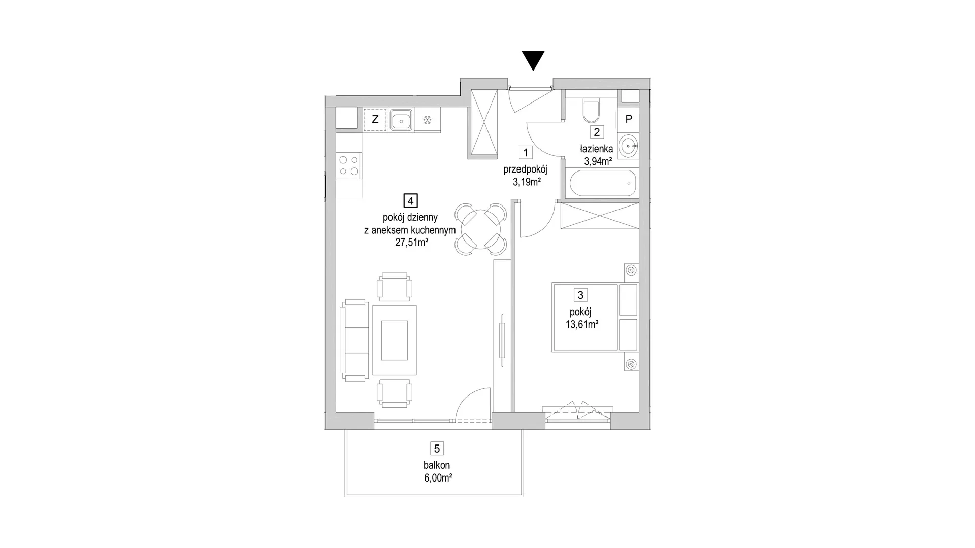2 pokoje, mieszkanie 48,25 m², piętro 2, oferta nr 9.3.10, Osiedle Przyjemne - etap IV, Gdańsk, Jasień, ul. Flisykowskiego