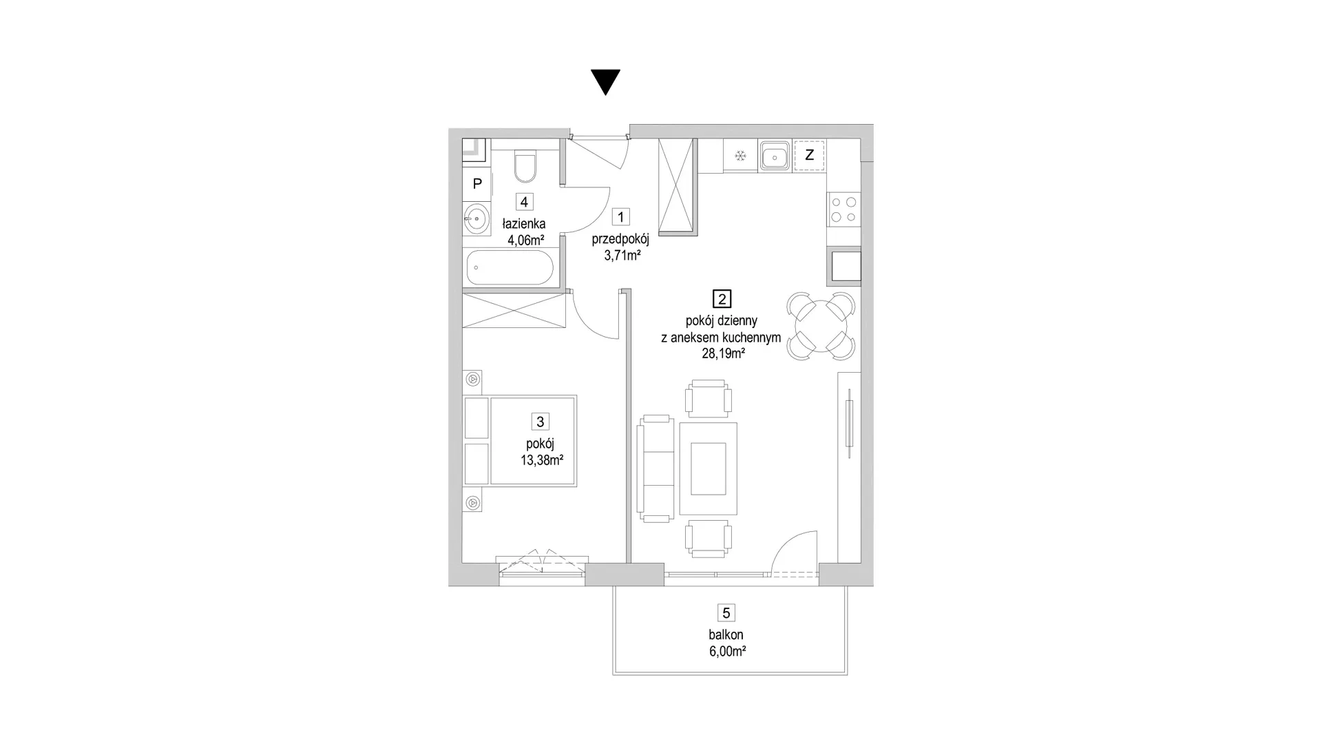 2 pokoje, mieszkanie 49,34 m², piętro 2, oferta nr 9.3.11, Osiedle Przyjemne - etap IV, Gdańsk, Jasień, ul. Flisykowskiego