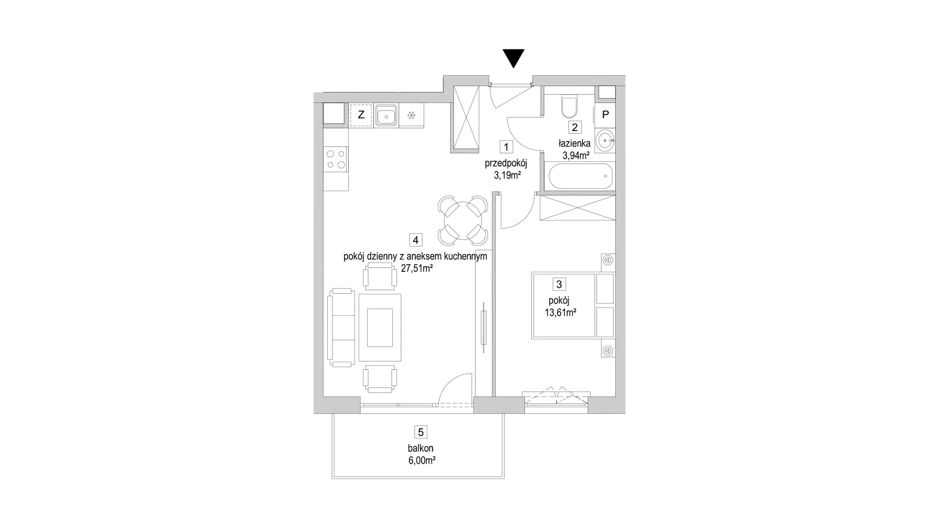 2 pokoje, mieszkanie 48,25 m², piętro 3, oferta nr 9.4.10, Osiedle Przyjemne - etap IV, Gdańsk, Jasień, ul. Flisykowskiego